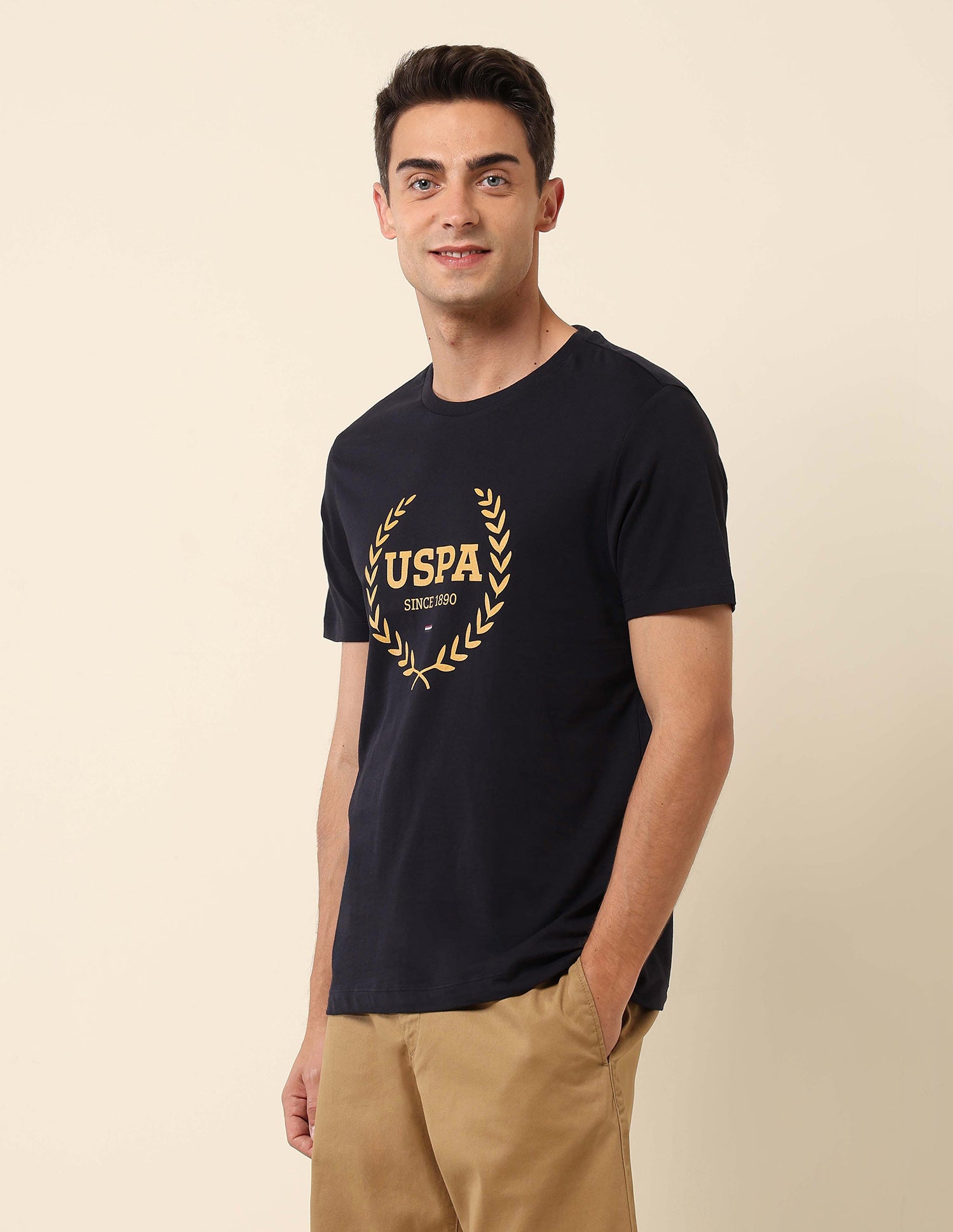Brand Printed Pure Cotton T-Shirt Navy - U.S. POLO ASSN. | Large