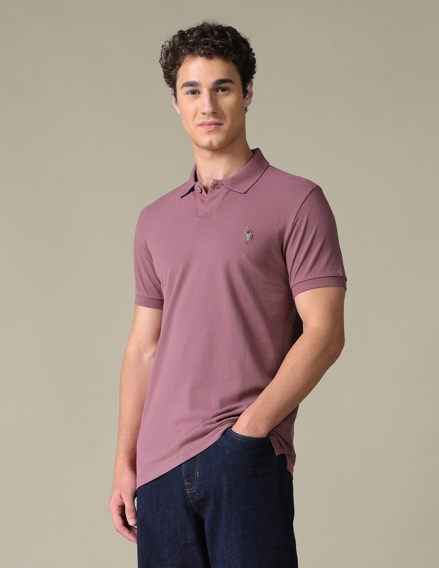 Solid Regular Fit Polo Shirt Pink - U.S. Polo Assn. India | Large
