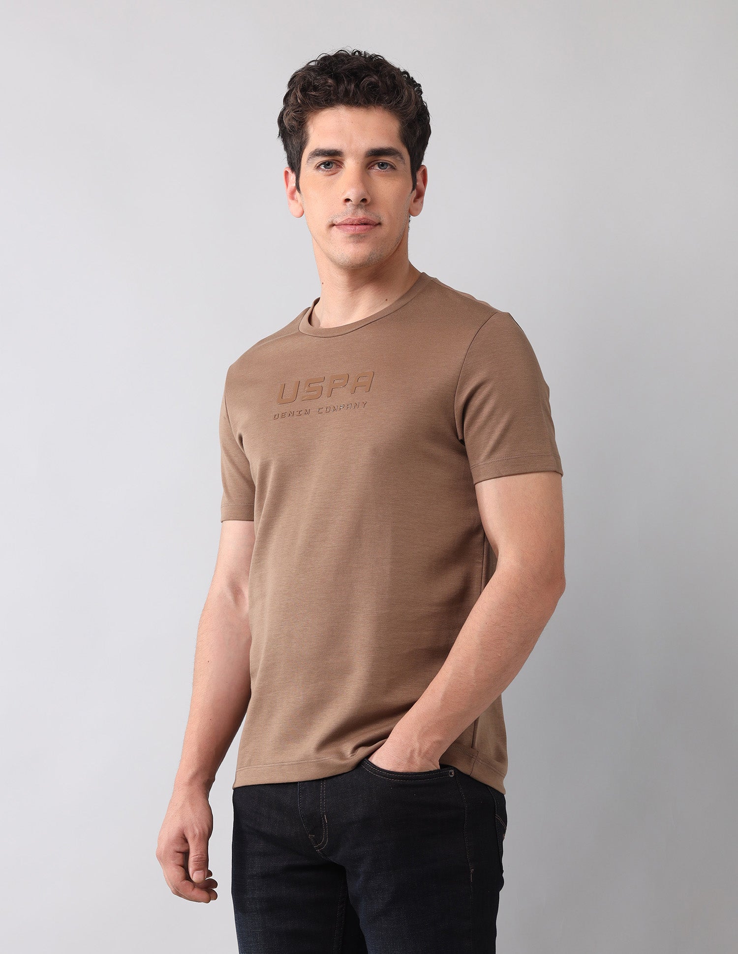 Brand Embossed Black Label T-Shirt Brown - U.S. Polo Assn. India | Large