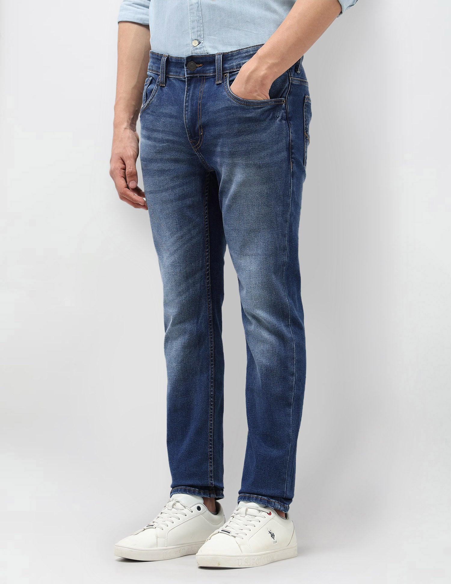 Brandon Slim Tapered Fit Blue Jeans Indigo - U.S. POLO ASSN. | Large