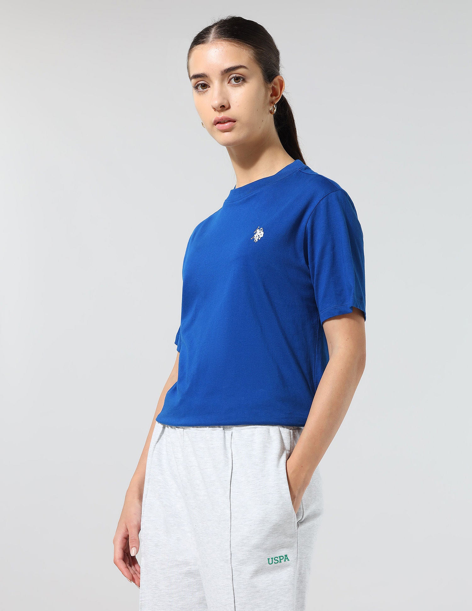 Boxy Fit Solid Lounge T-Shirt Bright Blue - U.S. POLO ASSN. | Large