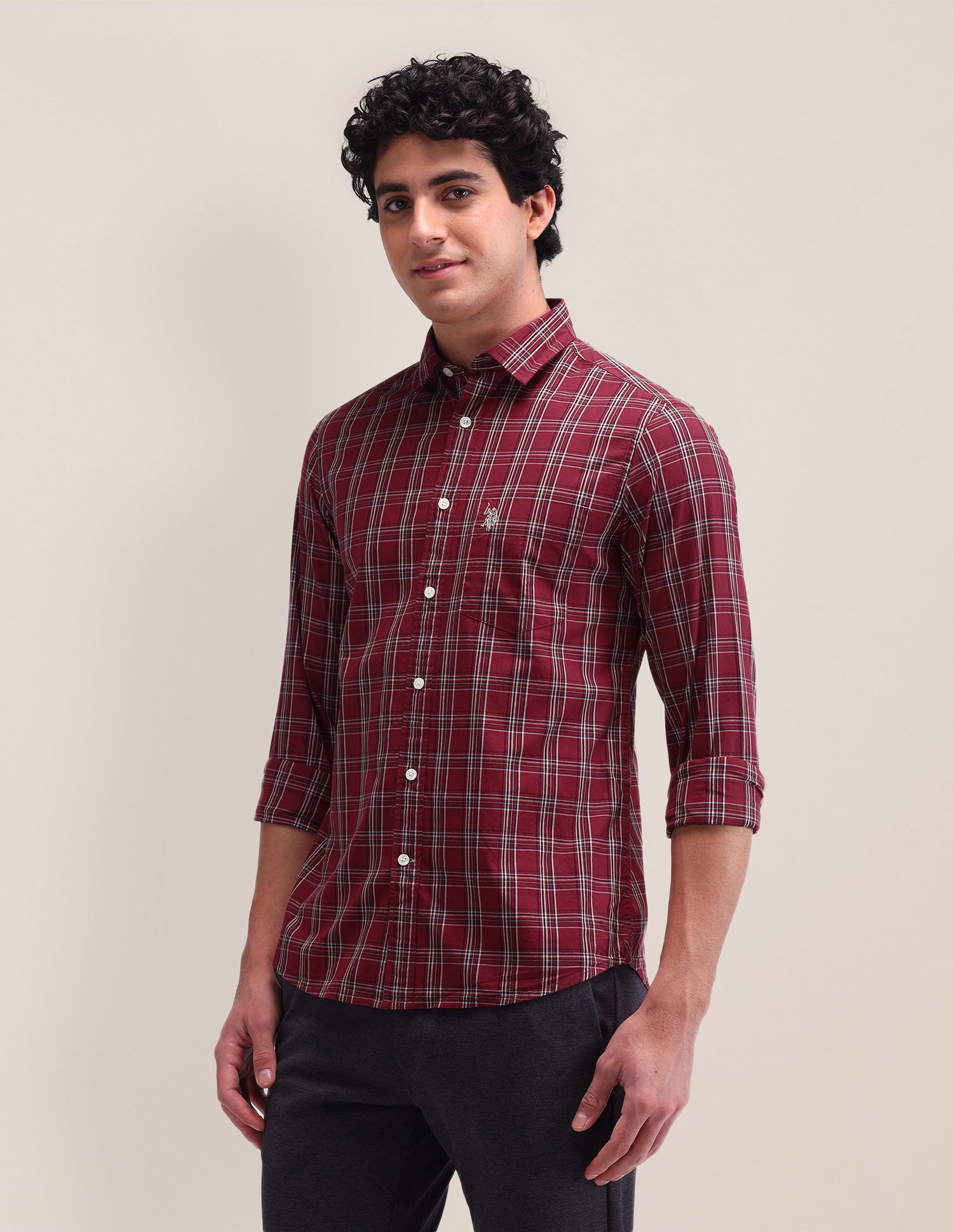 Dupplin Checked Poplin Shirt Red - U.S. Polo Assn. India | Large