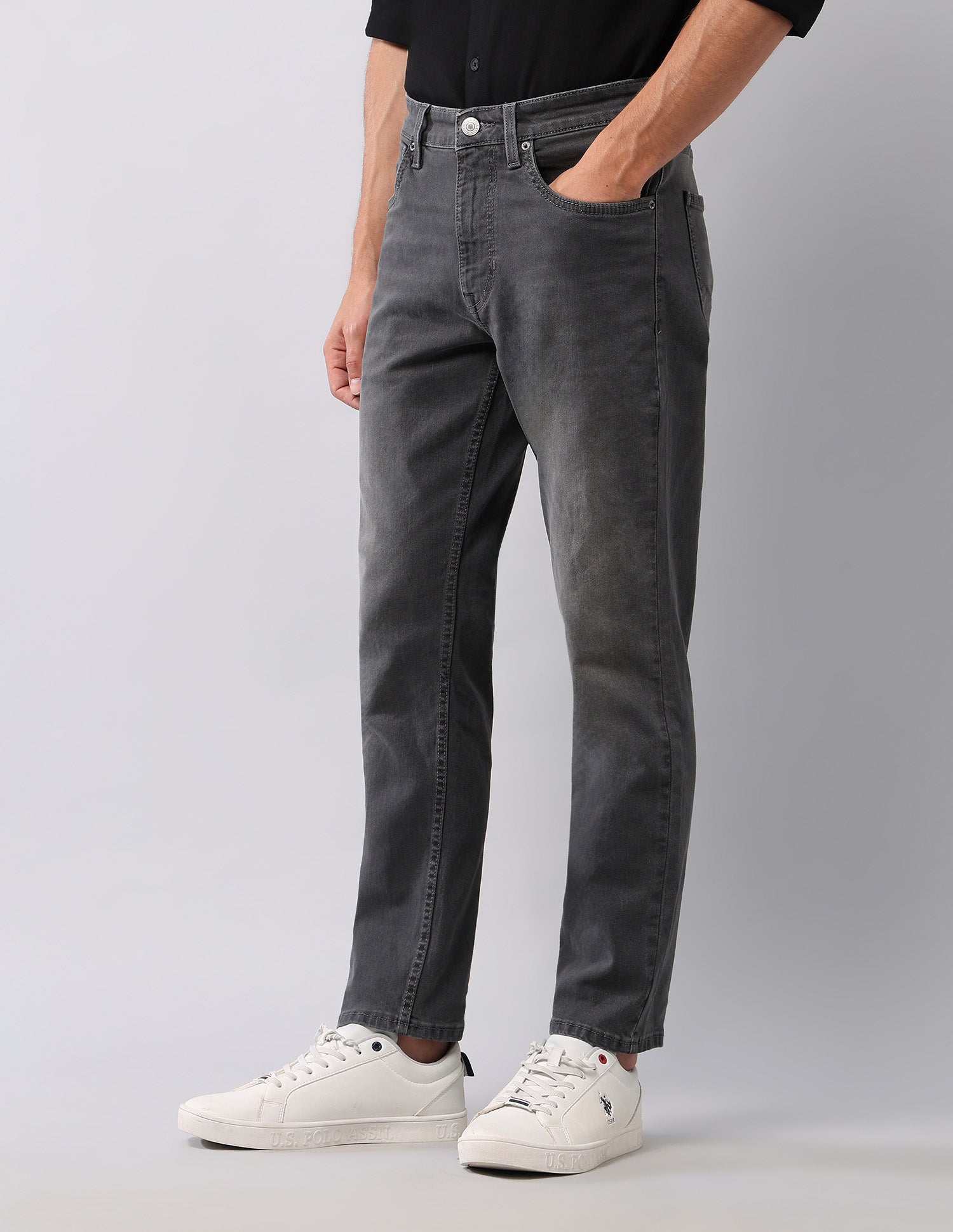 Cole Comfort Cropped Fit Grey Jeans Grey - U.S. POLO ASSN. | Large