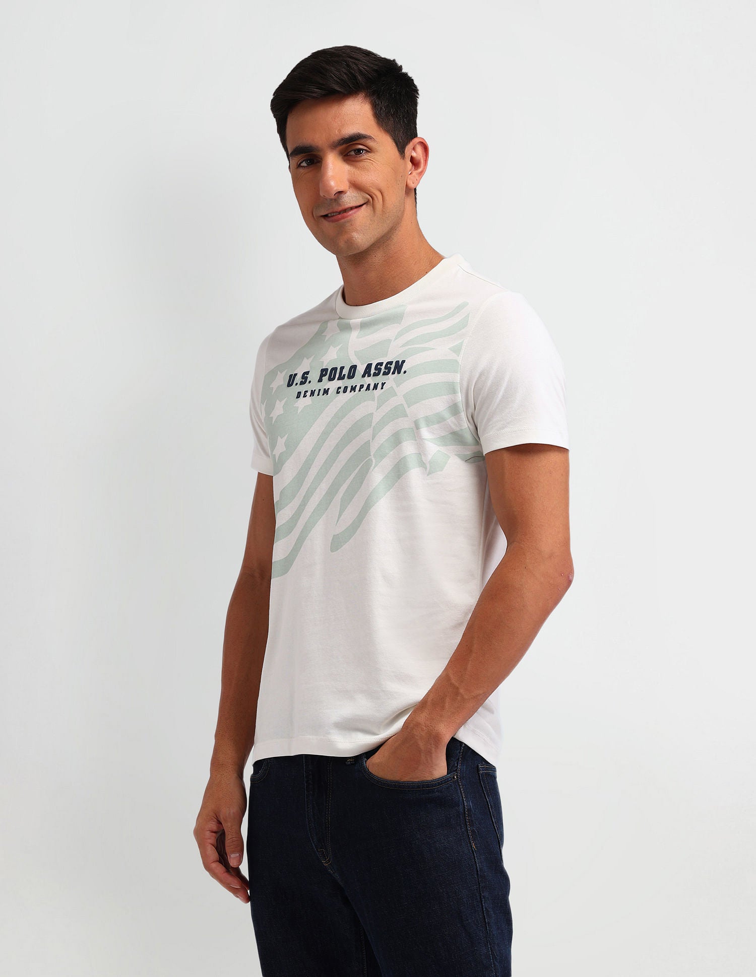 Americana Muscle Fit Brand T-Shirt Ivory - U.S. POLO ASSN. | Large