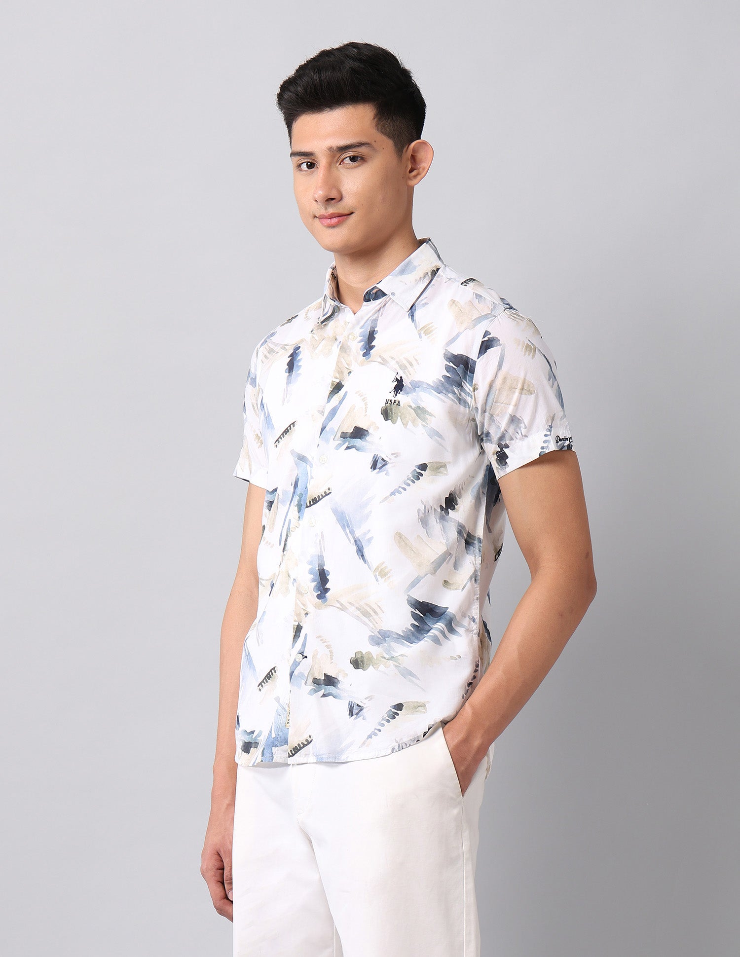 Abstract Printed Regular Fit Shirt Blue - U.S. Polo Assn. India | Large