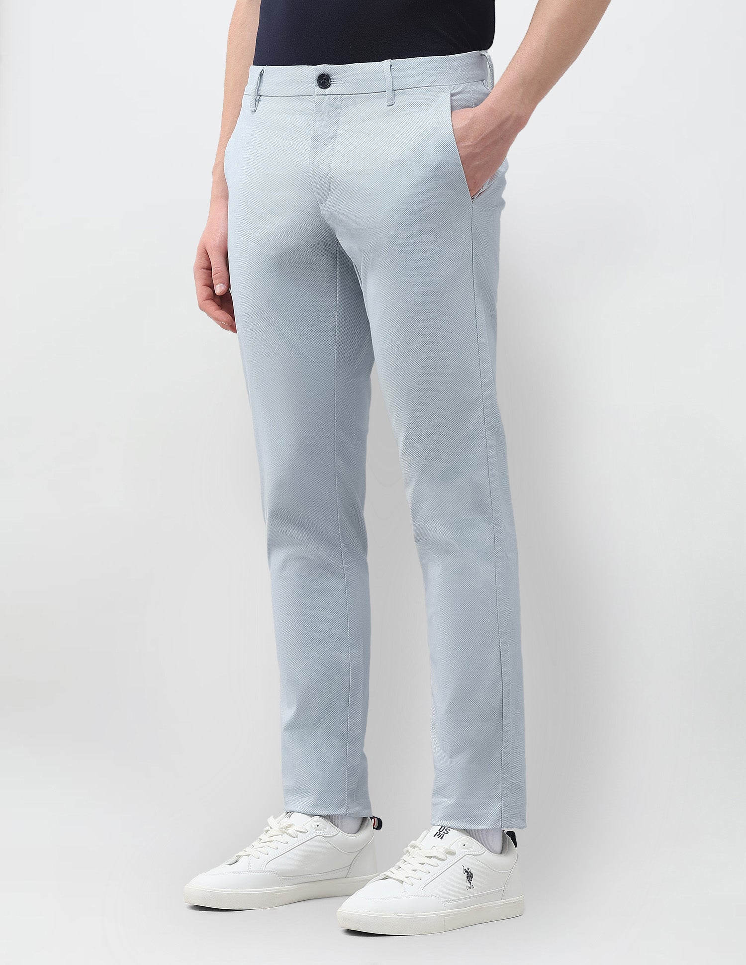 Austin Slim Fit Twill Trousers Light Blue - U.S. Polo Assn. India | Large