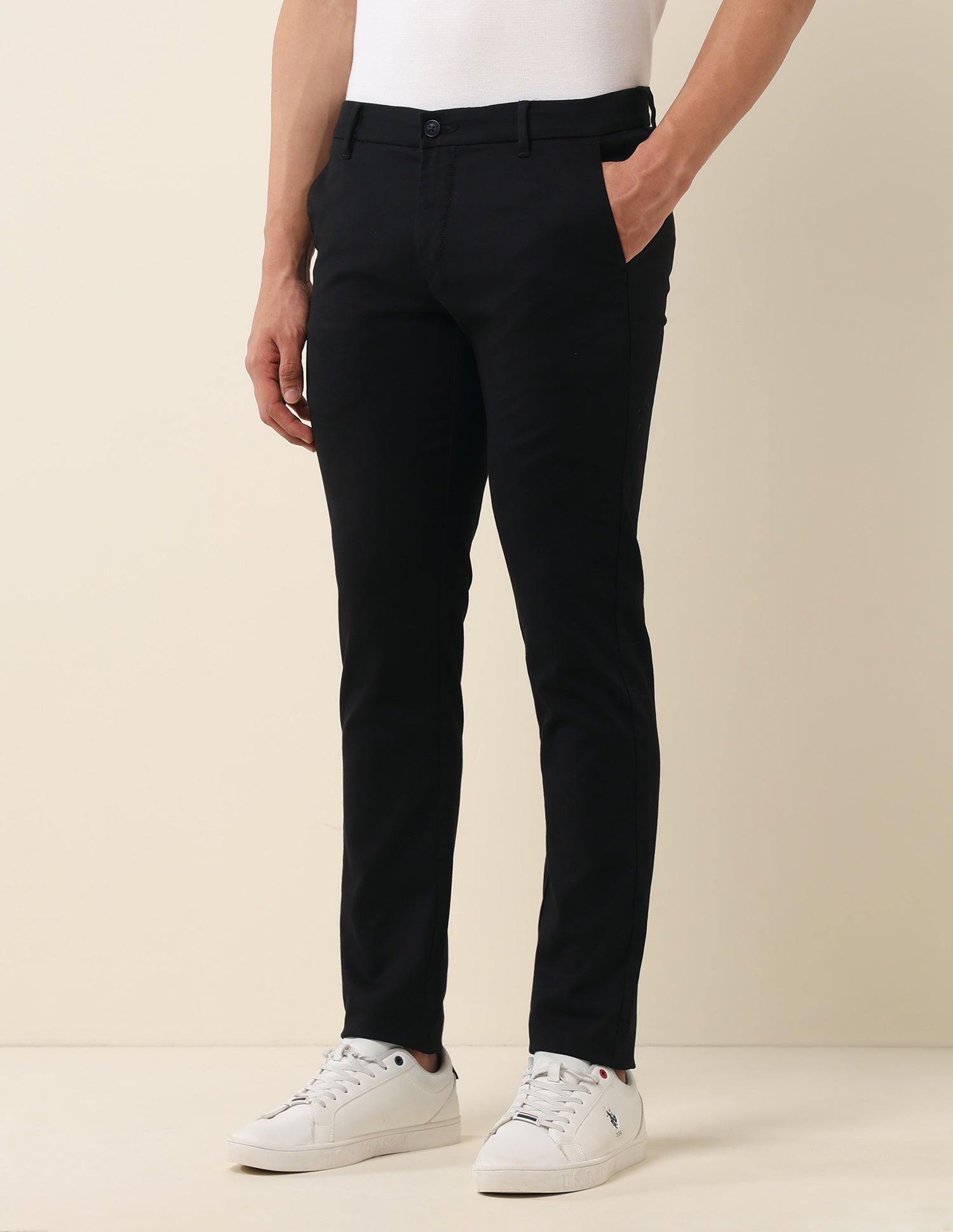 Textured Dobby Trousers Black - U.S. Polo Assn. India | Large