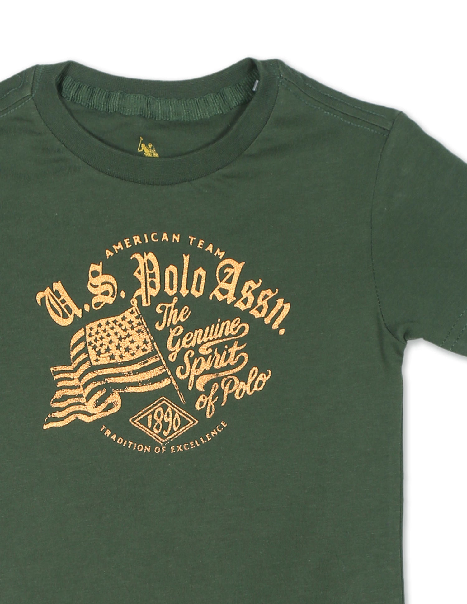 Crew Neck Brand Print T-Shirt Olive - U.S. POLO ASSN. | Large