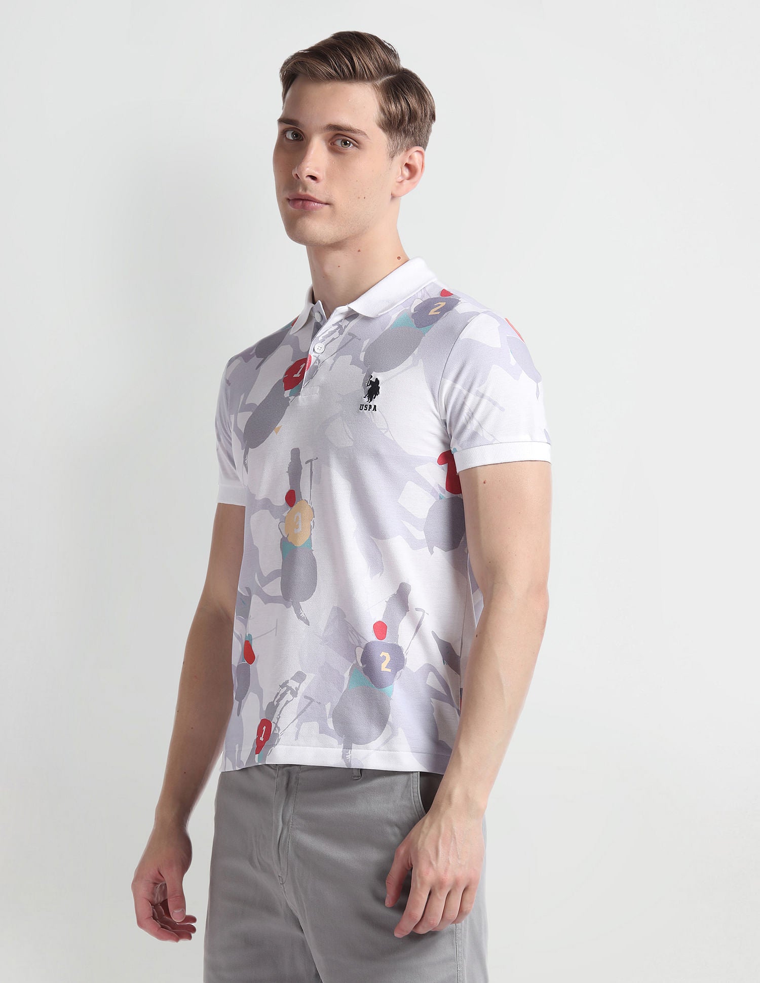 Graphic Print Pique Polo Shirt Lavender - U.S. Polo Assn. India | Large