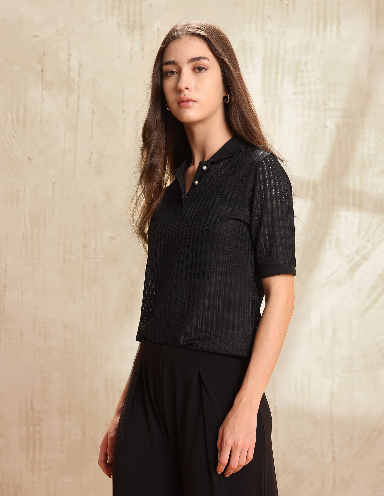 Regular Fit Textured Polo Shirt Black - U.S. POLO ASSN. | Large