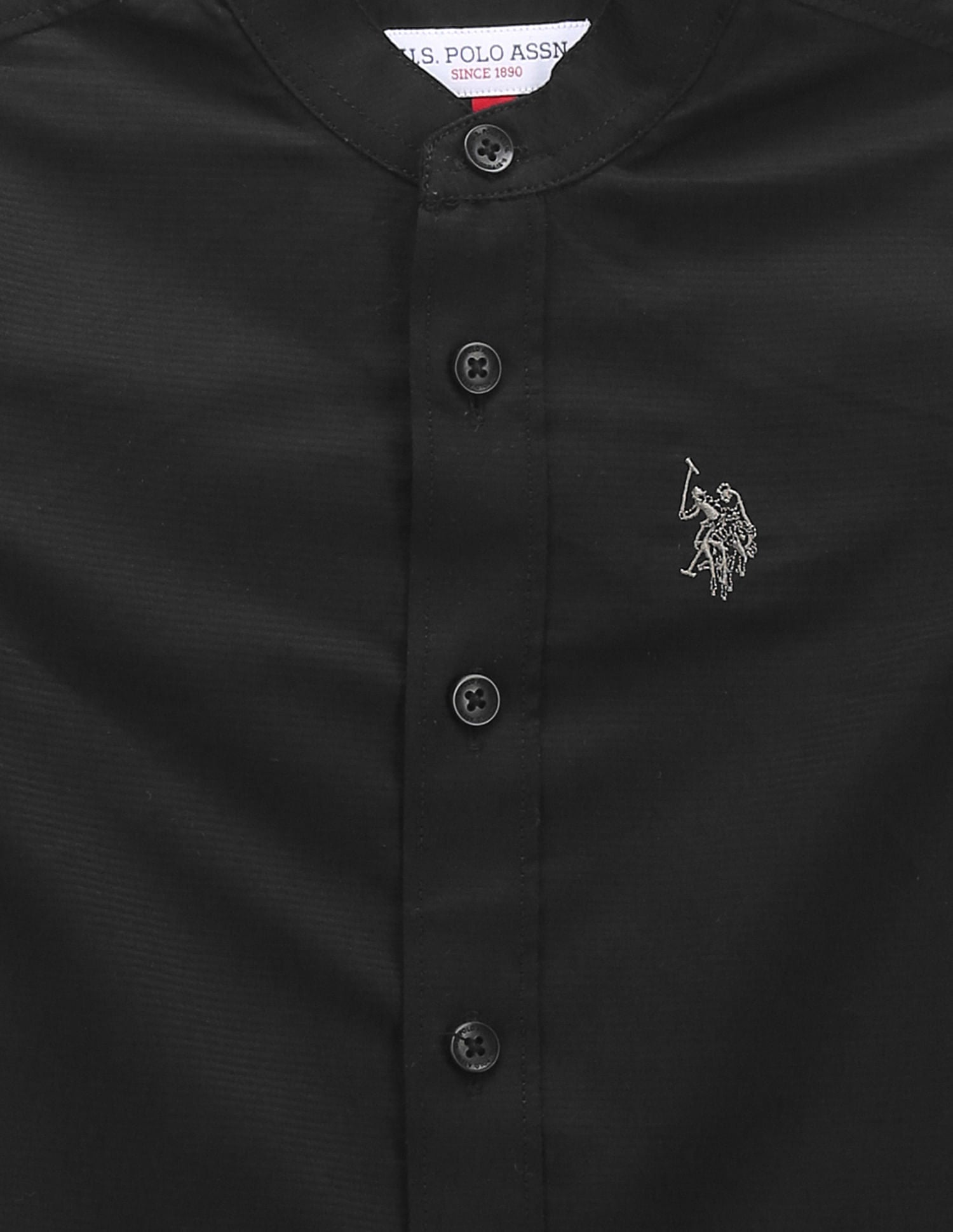 Boys Mandarin Collar Shirt Black - U.S. POLO ASSN. | Large