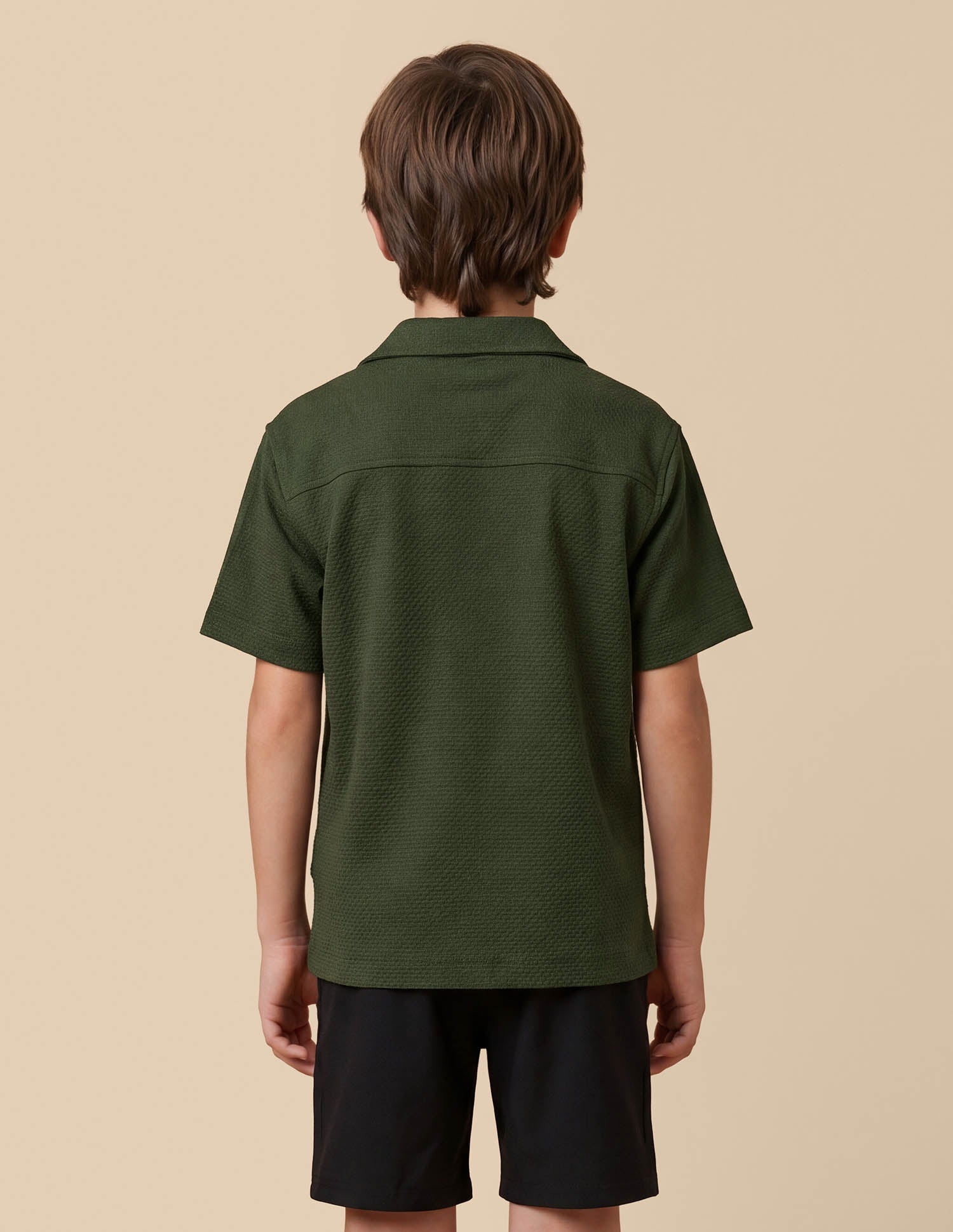 Boxy Fit Seersucker Shirt Olive - U.S. Polo Assn. India | Large