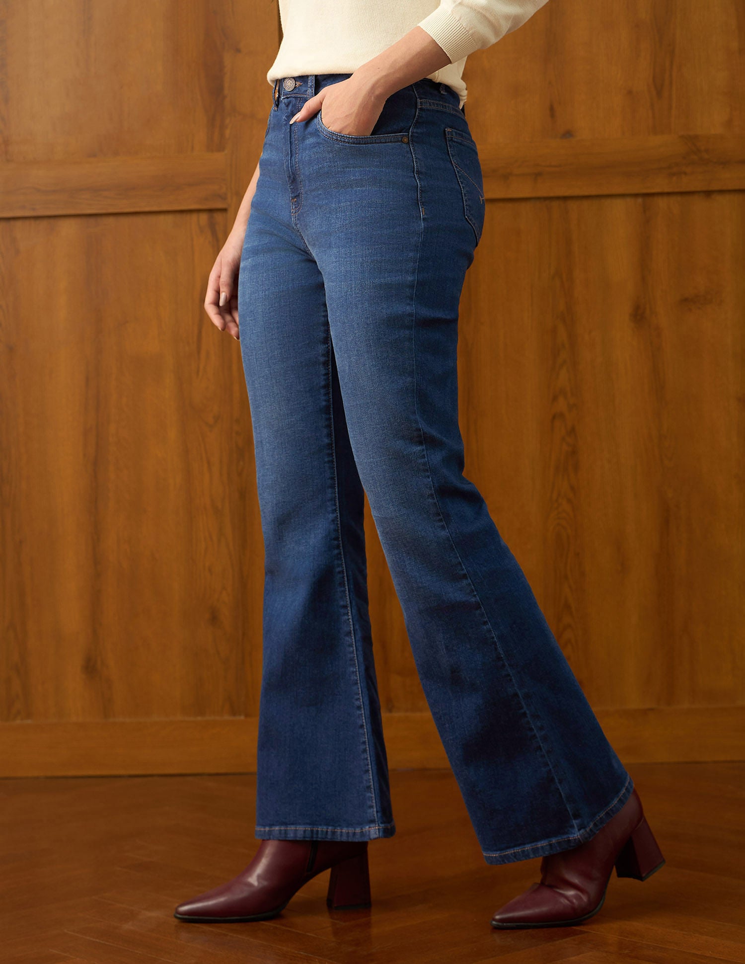 High Rise Extreme Flare Fit Jeans Dark Blue - U.S. POLO ASSN. | Large