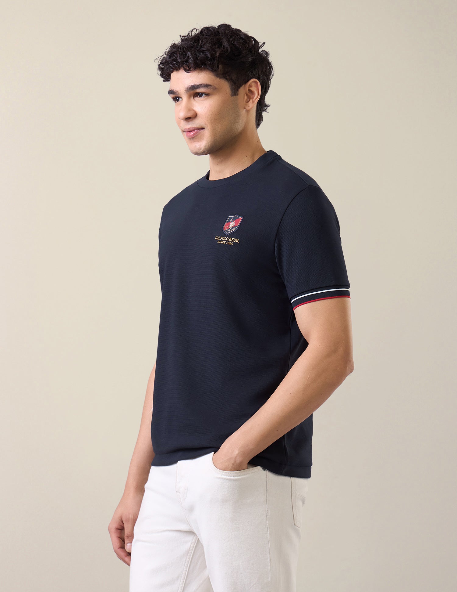 Solid Slim Fit T-Shirt Navy - U.S. Polo Assn. India | Large