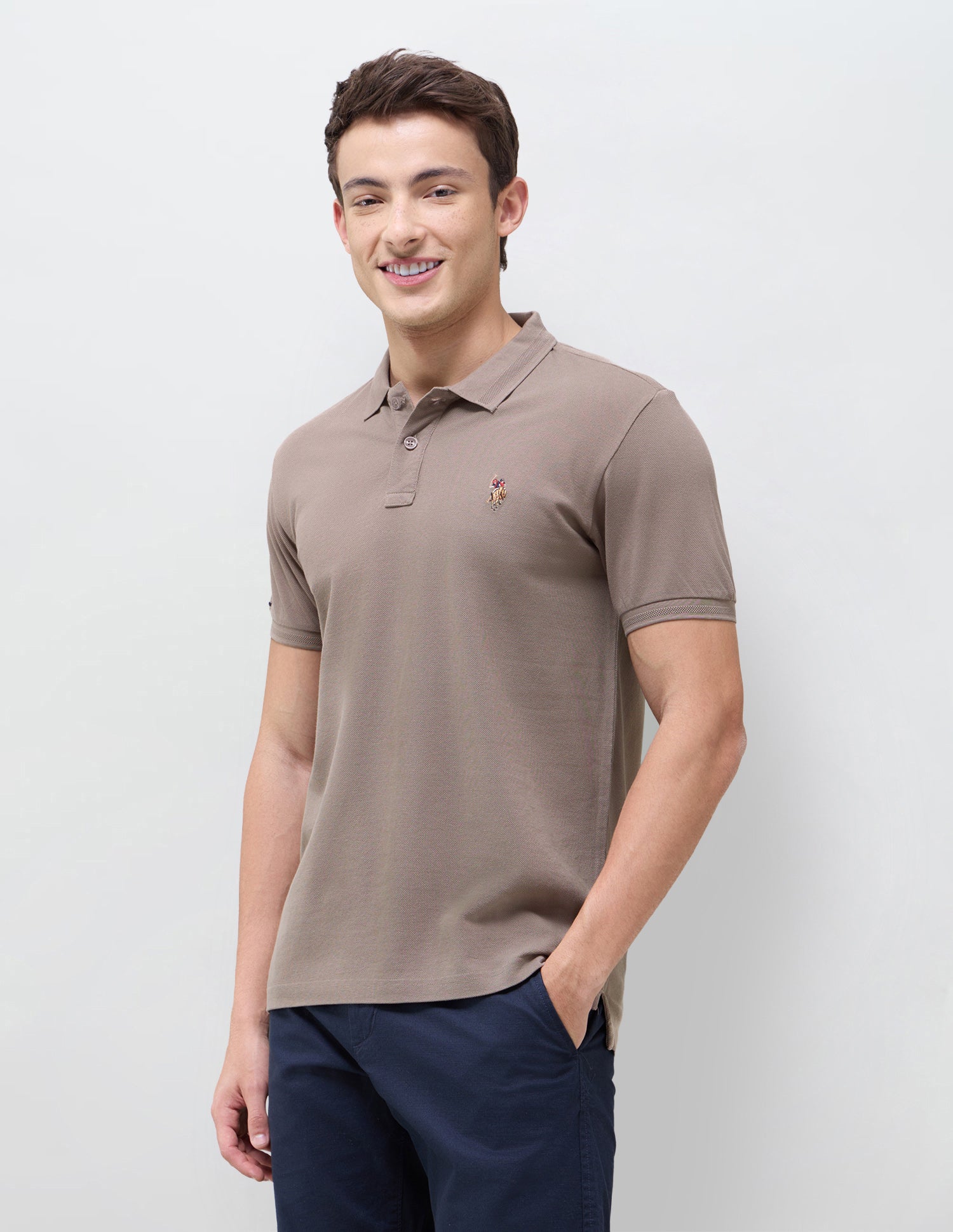 Solid Slim Fit Polo Shirt Brown - U.S. Polo Assn. India | Large