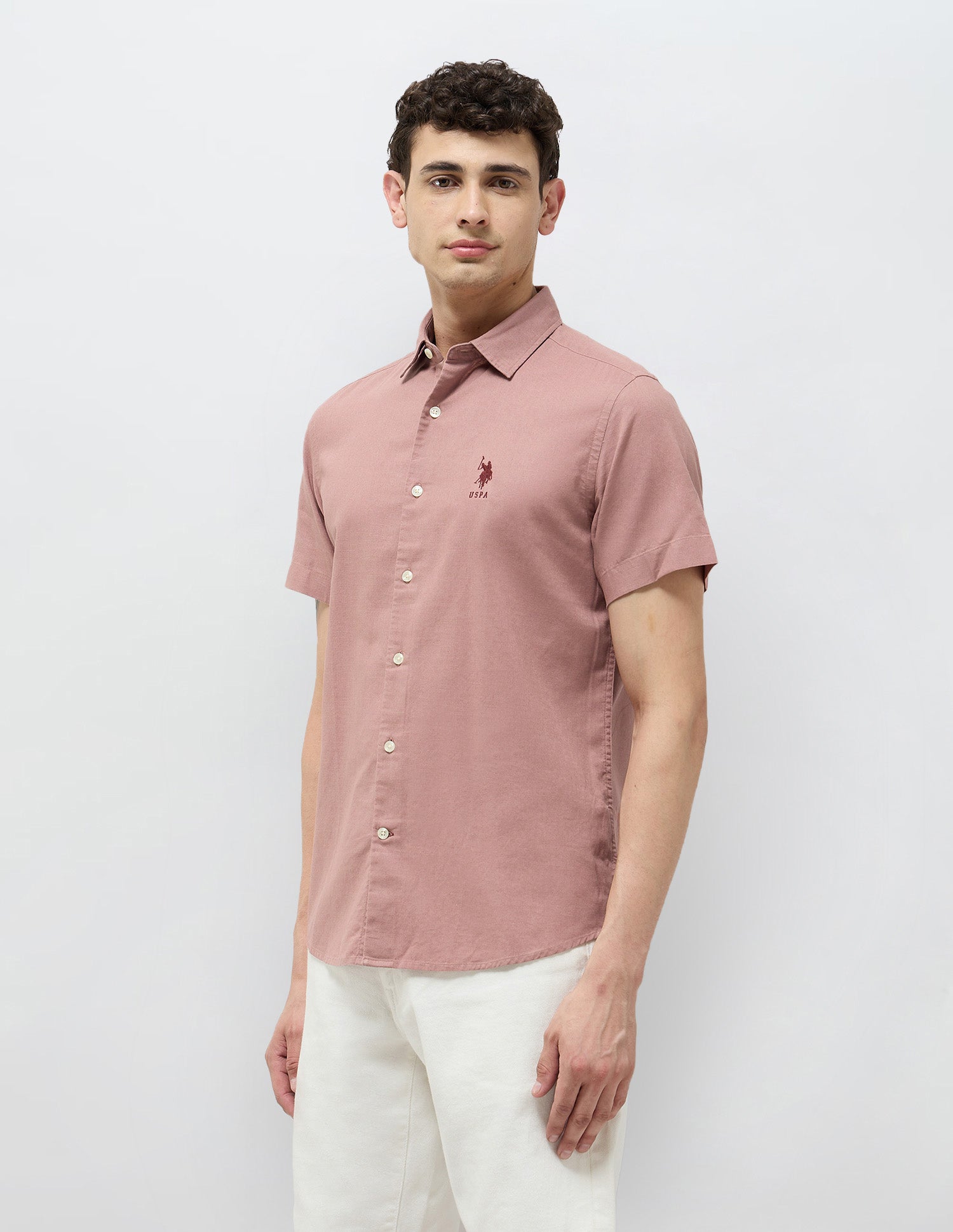 Solid Regular Fit Shirt Dark Pink - U.S. Polo Assn. India | Large