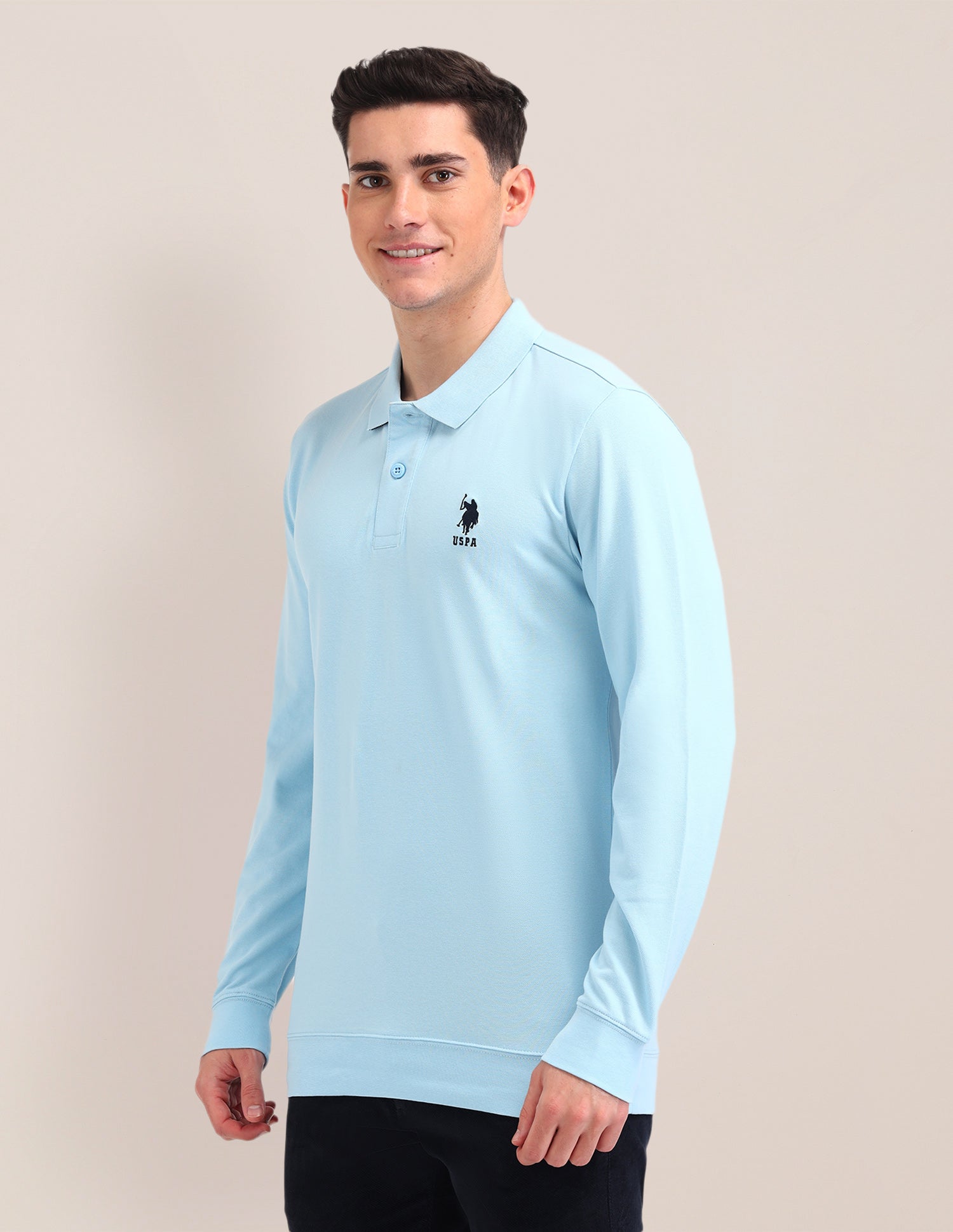 Solid Pattern Slim Fit Polo Shirt Light Blue - U.S. Polo Assn. India | Large