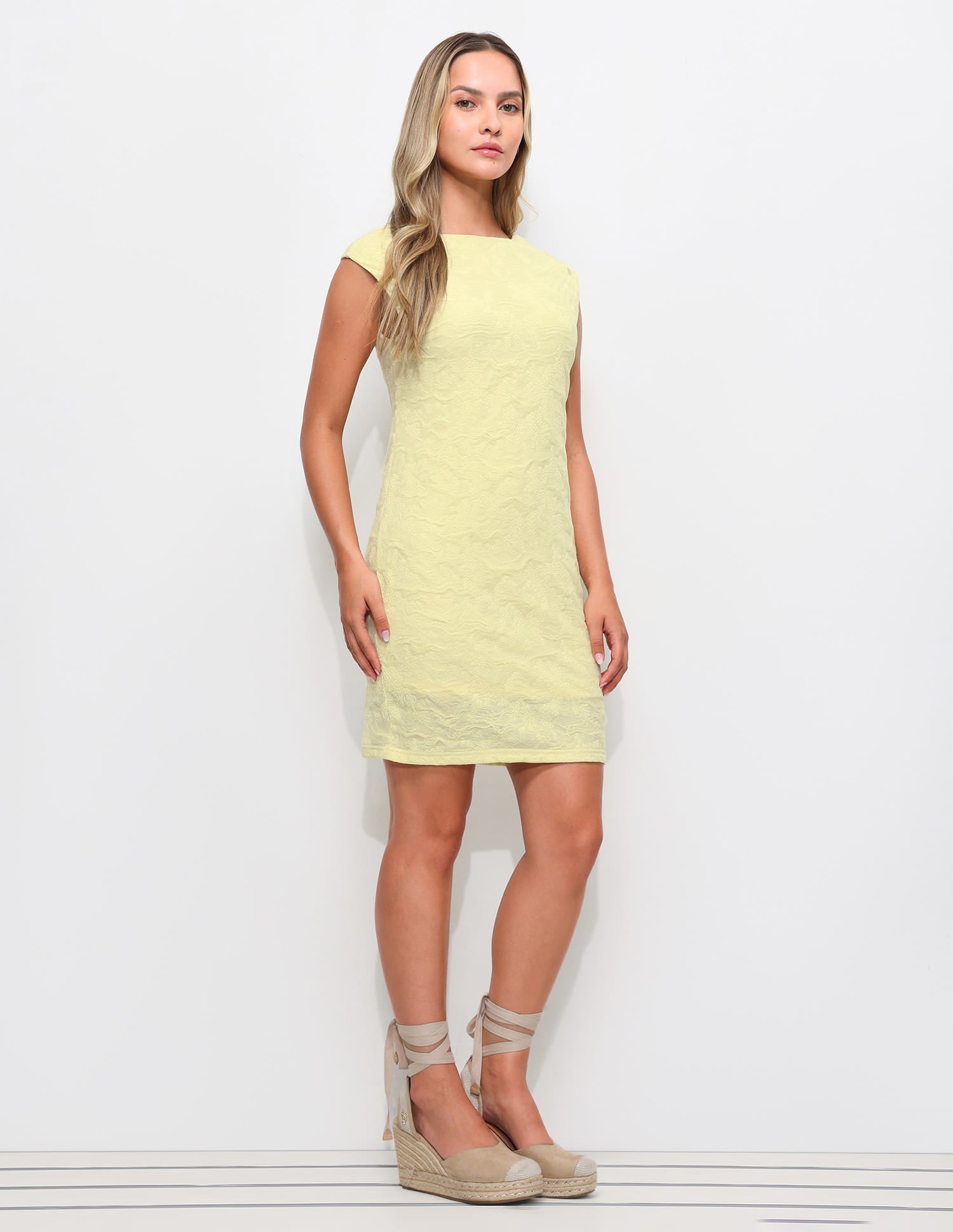 Floral Textured Dress Yellow - U.S. Polo Assn. India | Large