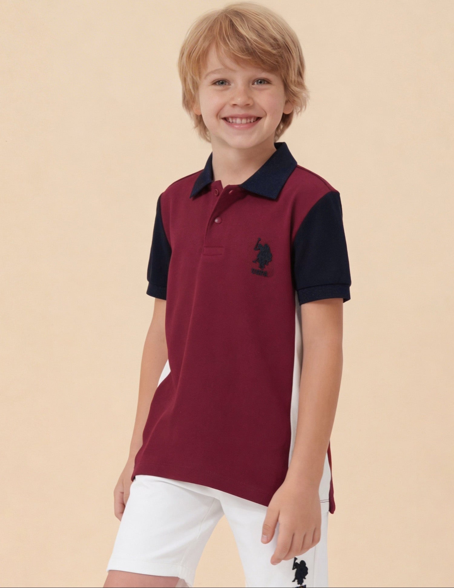 Colour Blocked Regular Fit Polo Shirt Maroon - U.S. Polo Assn. India | Large