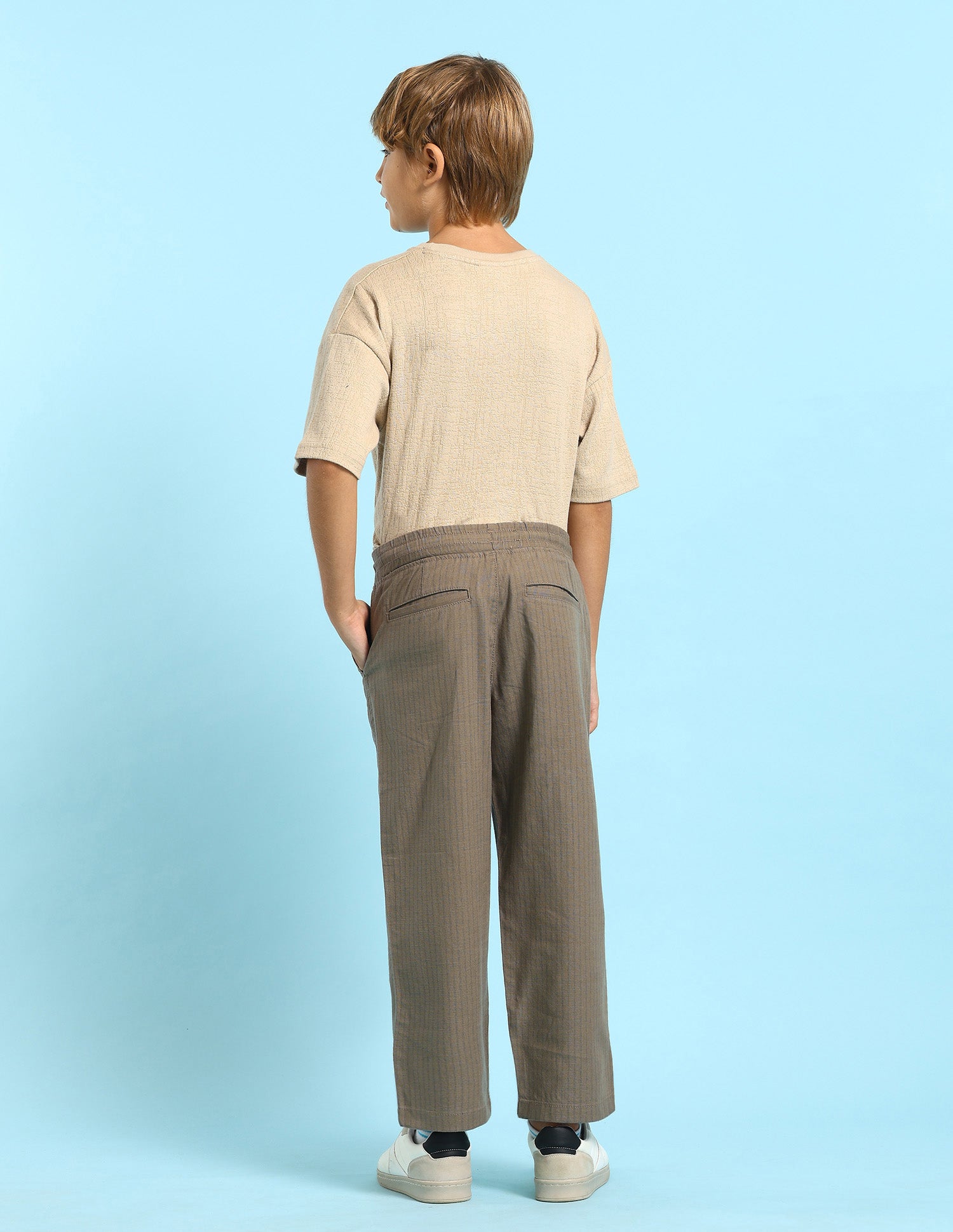 Boys Vertical Striped Trousers Light Brown - U.S. POLO ASSN. | Large