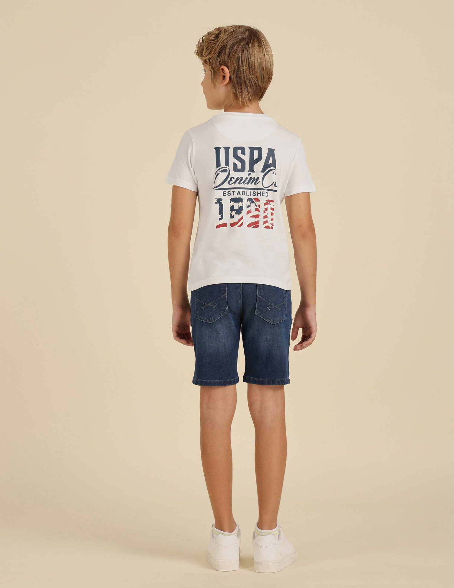 Boys Brand Printed Regular Fit T-Shirt Off White - U.S. POLO ASSN. | Large