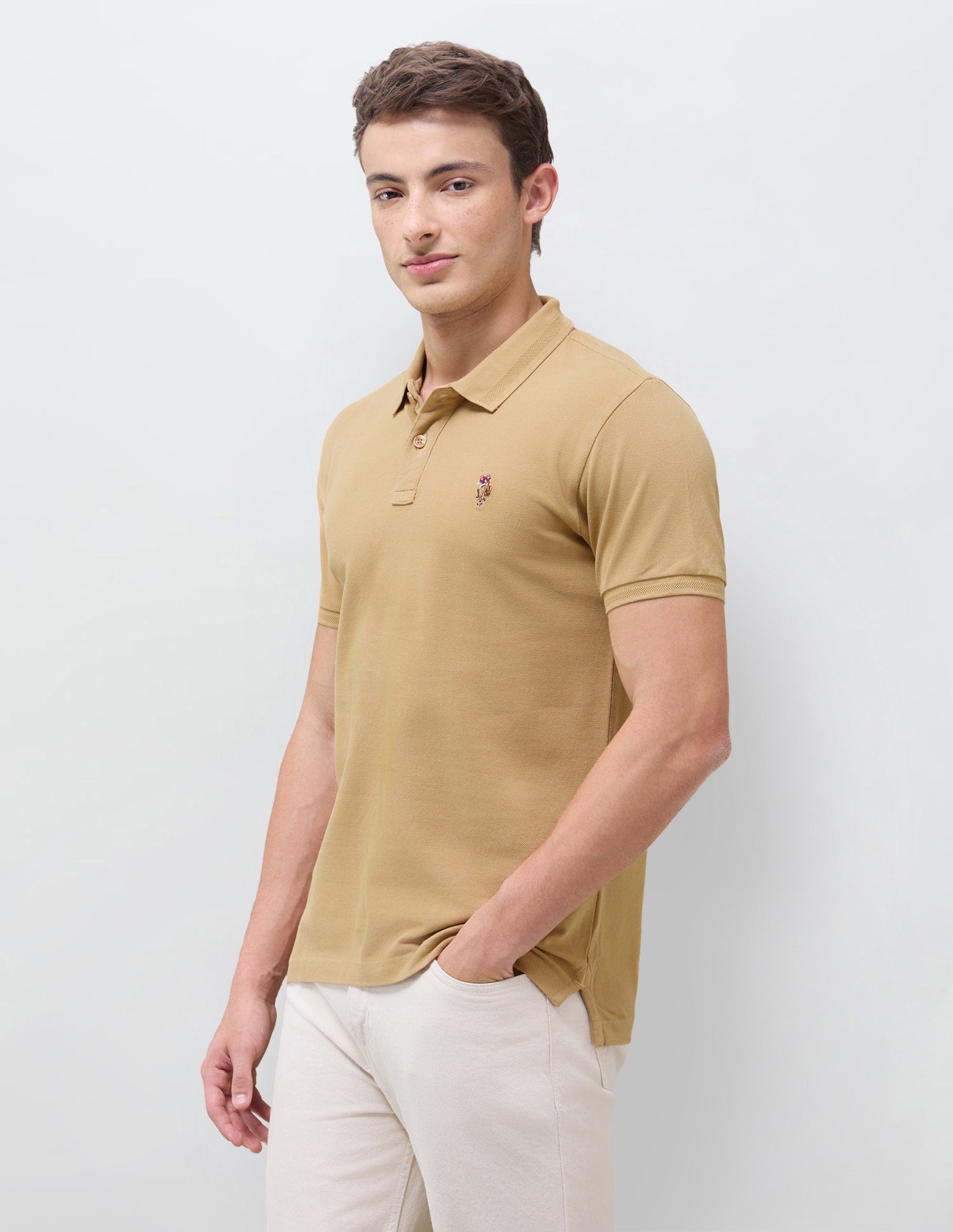 Solid Slim Fit Polo Shirt Mustard - U.S. Polo Assn. India | Large