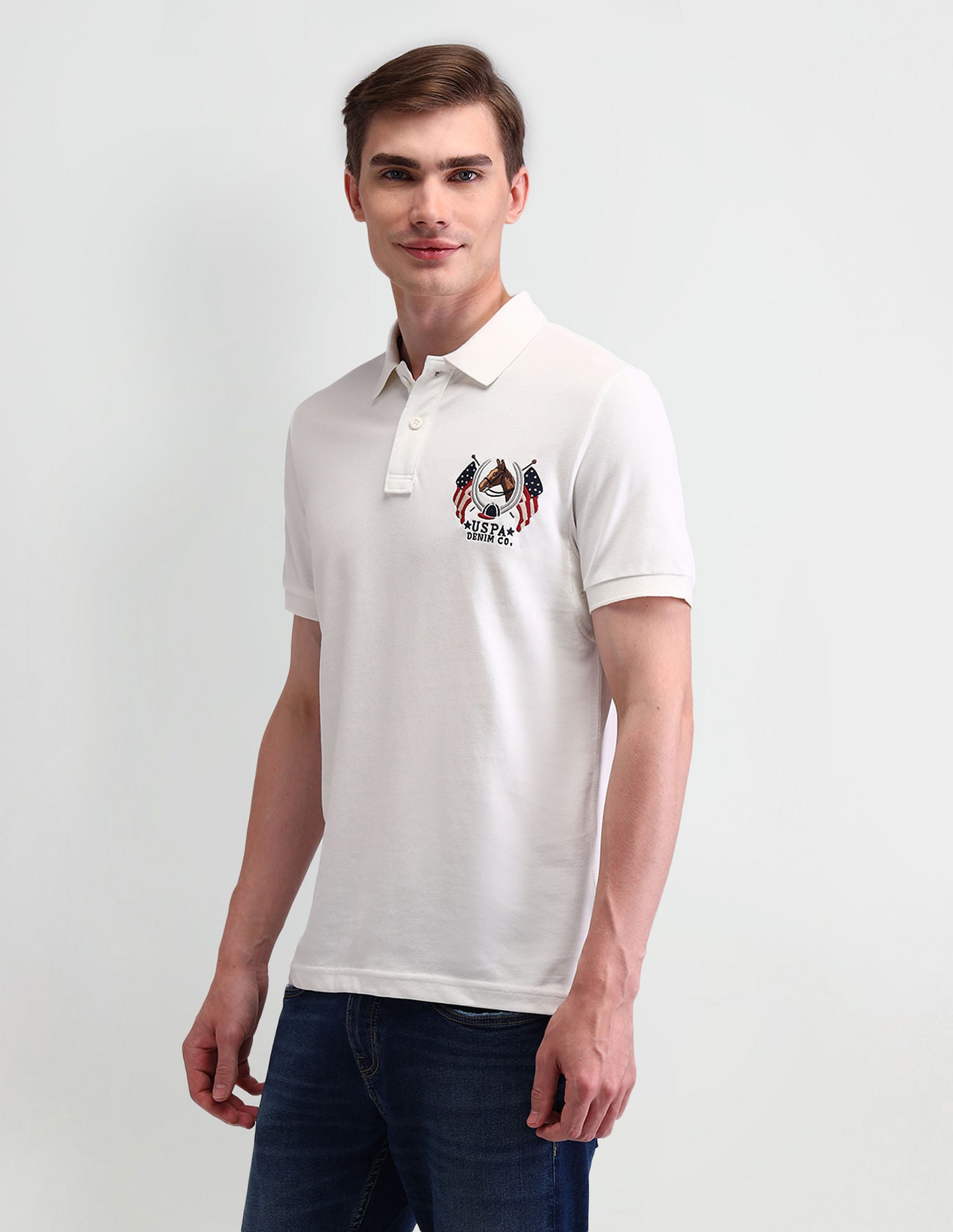 Solid Muscle Fit Polo Shirt Ivory - U.S. POLO ASSN. | Large