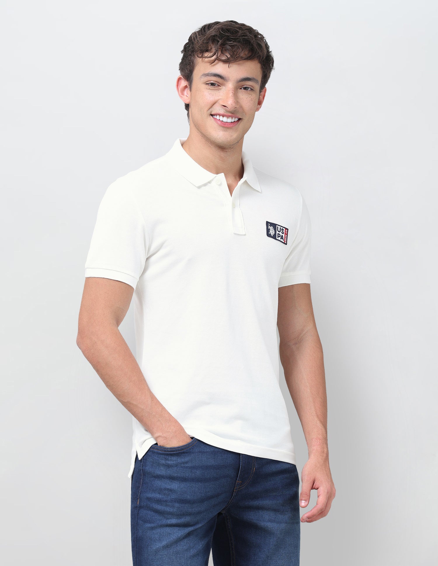 Solid Slim Fit Polo Shirt Ivory - U.S. Polo Assn. India | Large