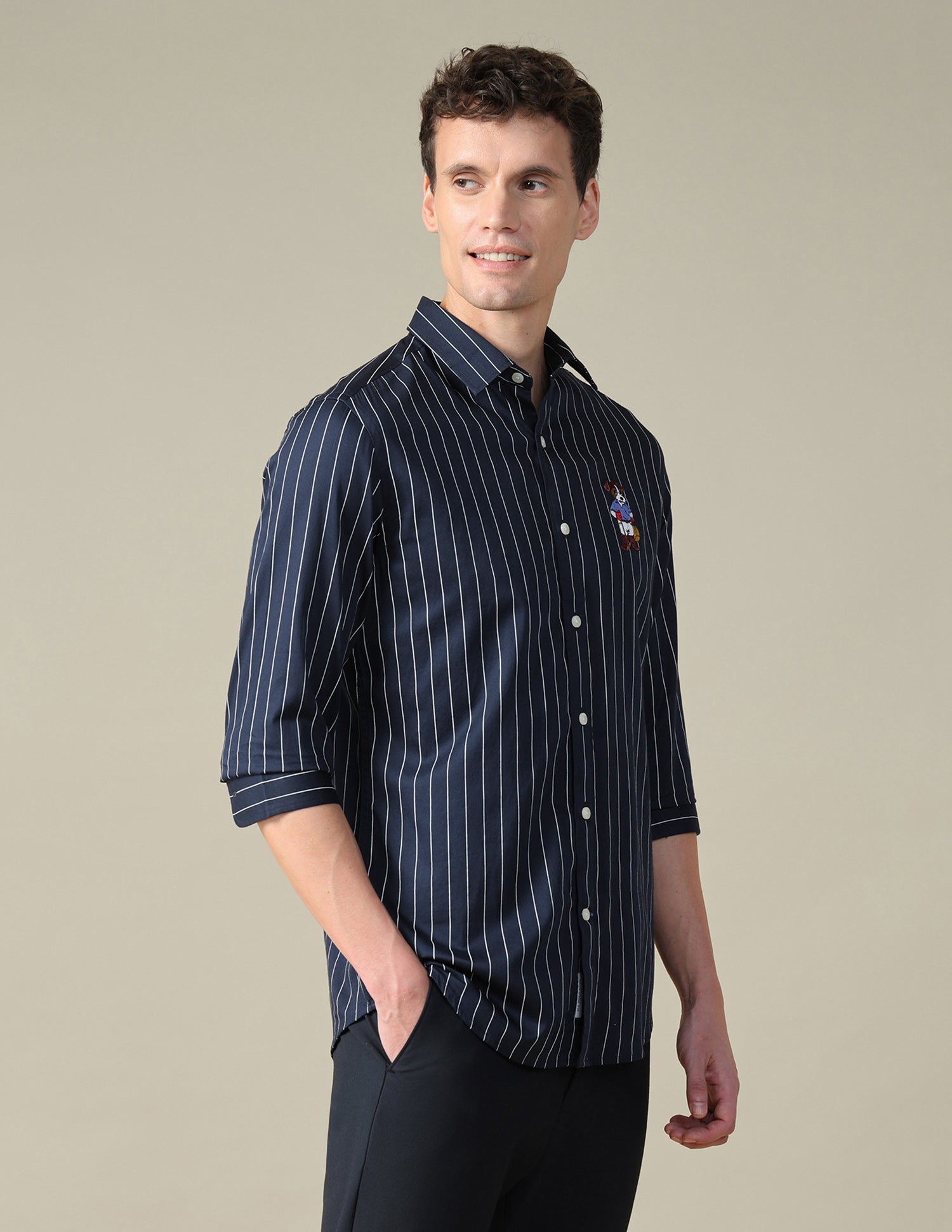 Tailored Fit Vertical Striped Shirt Navy - U.S. Polo Assn. India | Large
