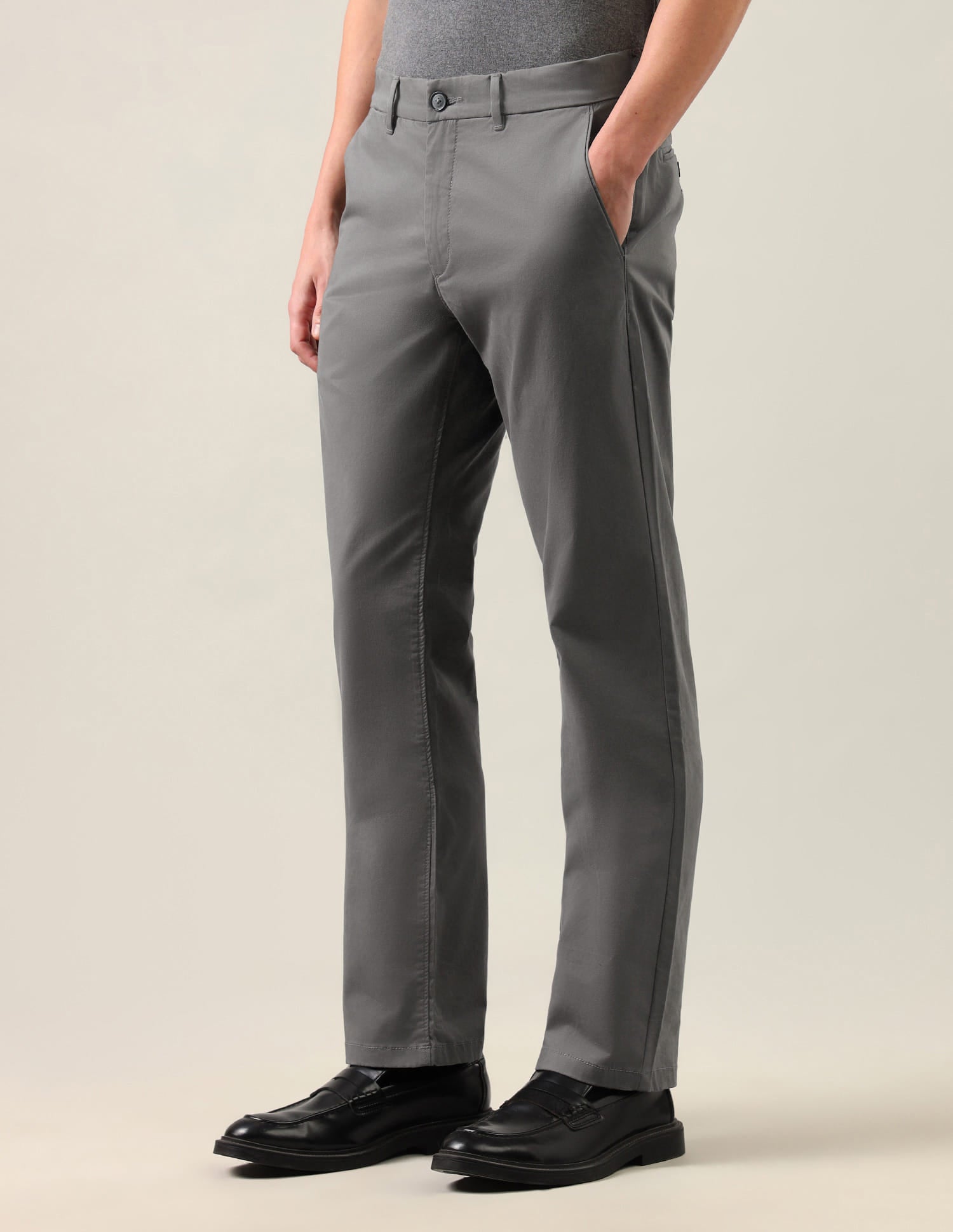 Riley Straight Fit Satin Trousers Grey - U.S. Polo Assn. India | Large