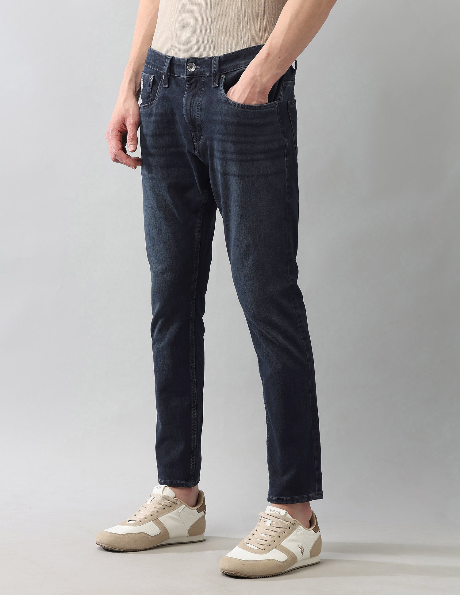 Bi Stretch Authentic Henry Tapered Fit Blue Jeans Blue - U.S. POLO ASSN. | Large