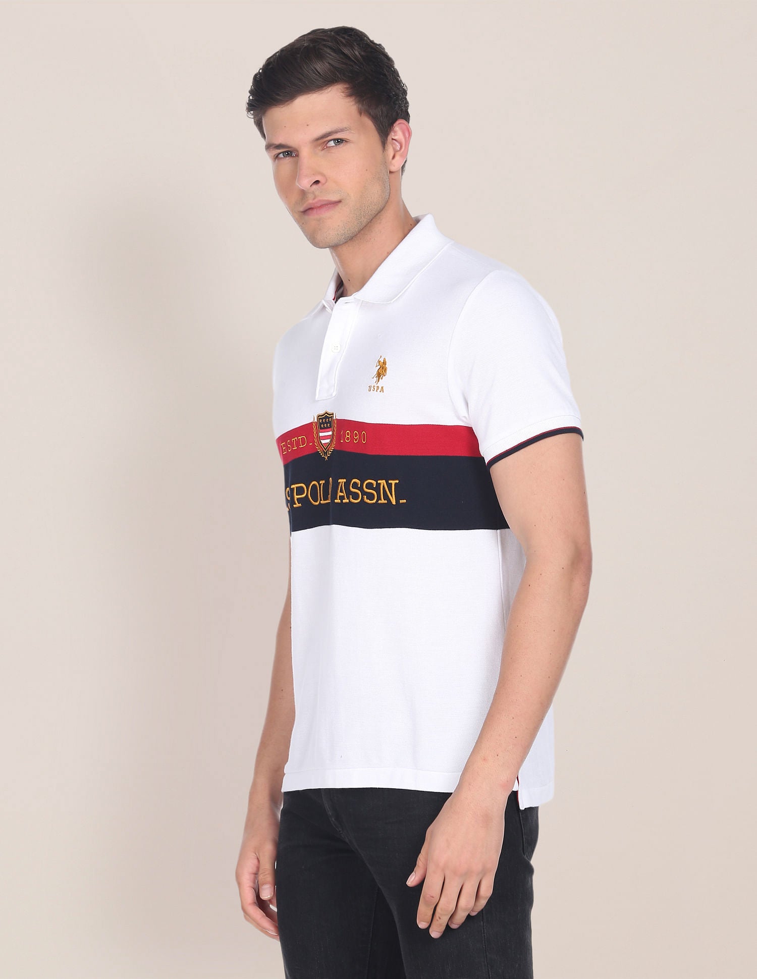 Iconic Embroidered Logo Polo Shirt White - U.S. Polo Assn. India | Large