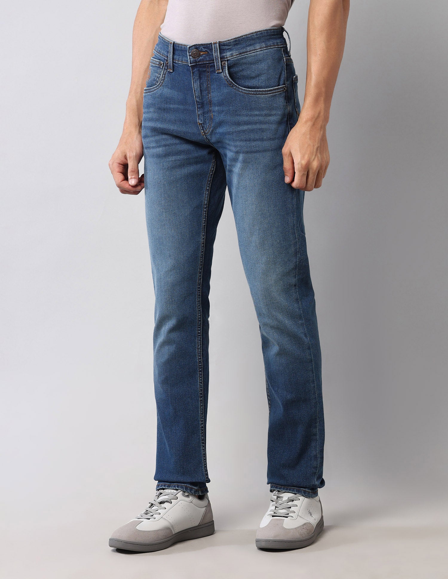 Regallo Skinny Fit Blue Vintage Jeans Medium Wash - U.S. Polo Assn. India | Large