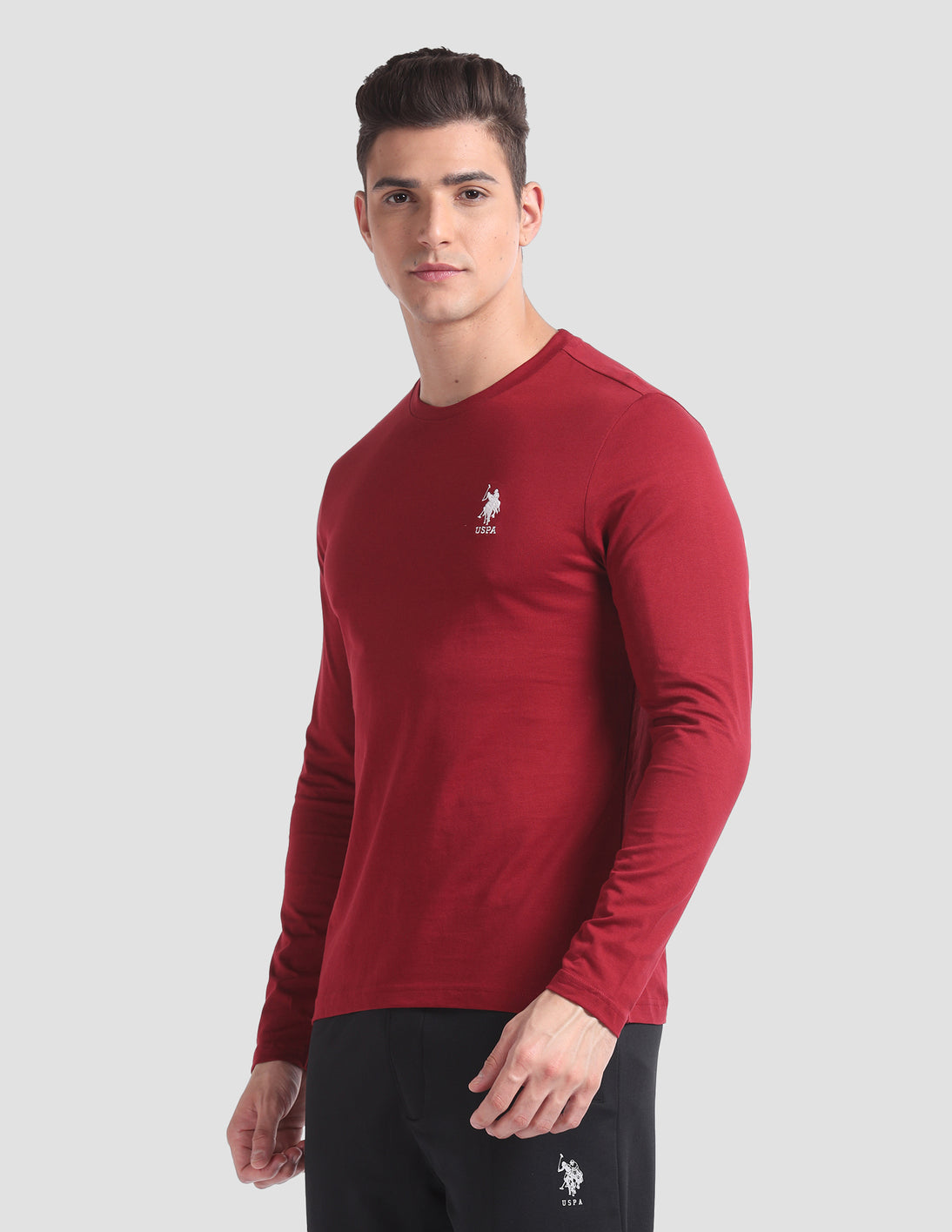 Pure Cotton Long Sleeve I693 Lounge T-Shirt - Pack Of 1 Red - U.S. POLO ASSN. | Large