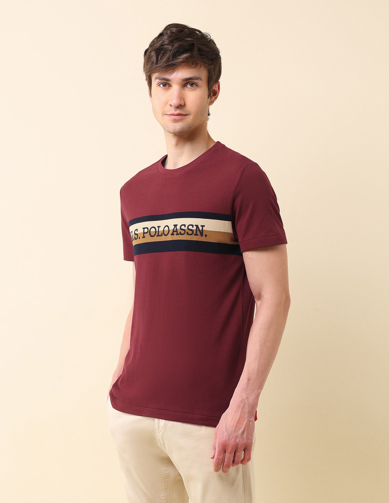 Brand Embroidered Gold Cup T-Shirt Maroon - U.S. Polo Assn. India | Large