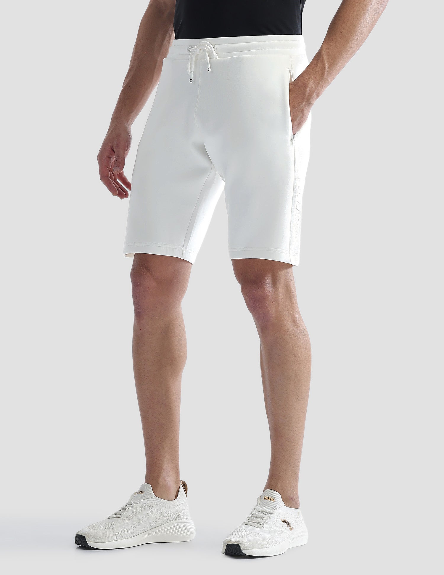 Mid Rise Solid Active Shorts Beige - U.S. Polo Assn. India | Large