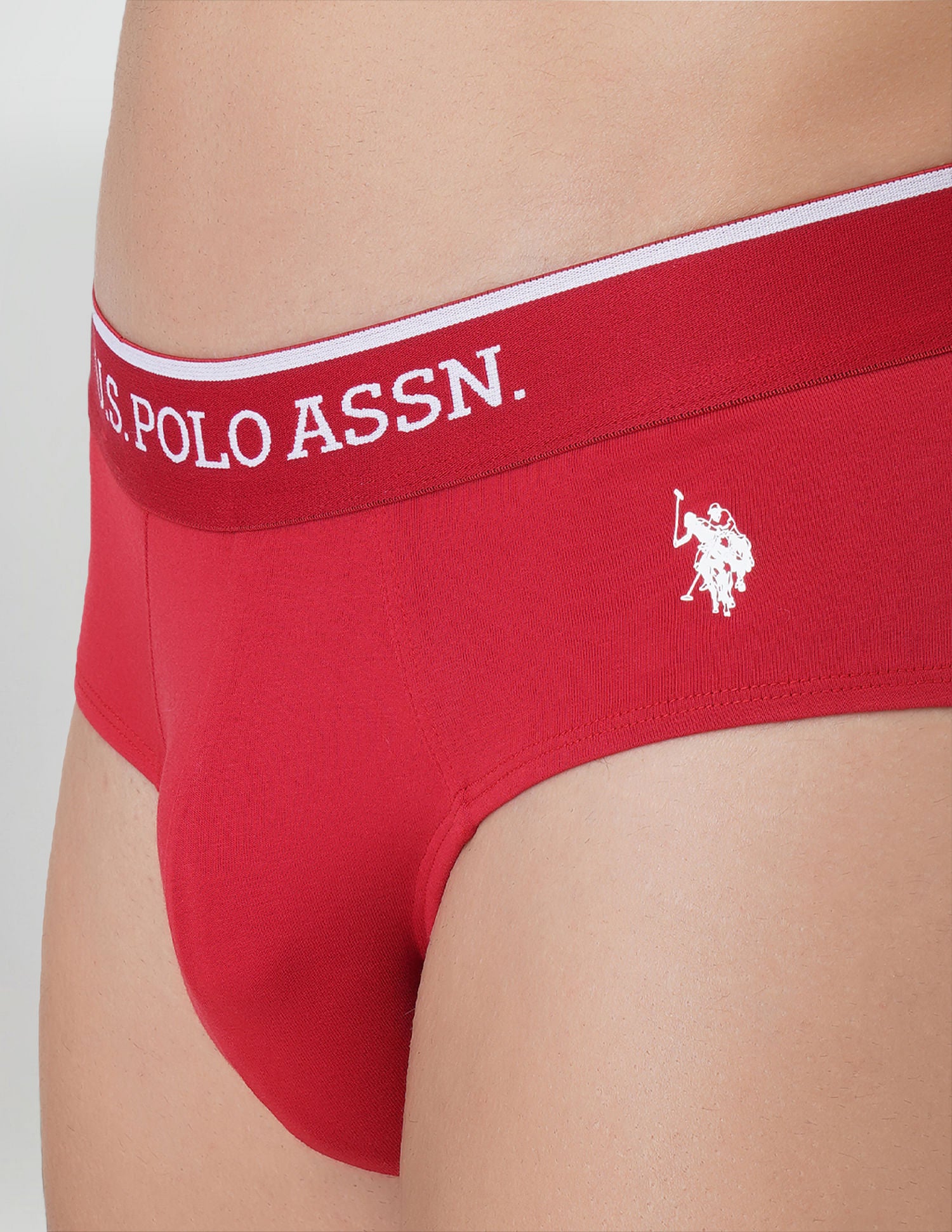 Cotton Stretch Antibacterial EB004 Briefs - Pack Of 2 Navy and Red - U.S. POLO ASSN. | Large