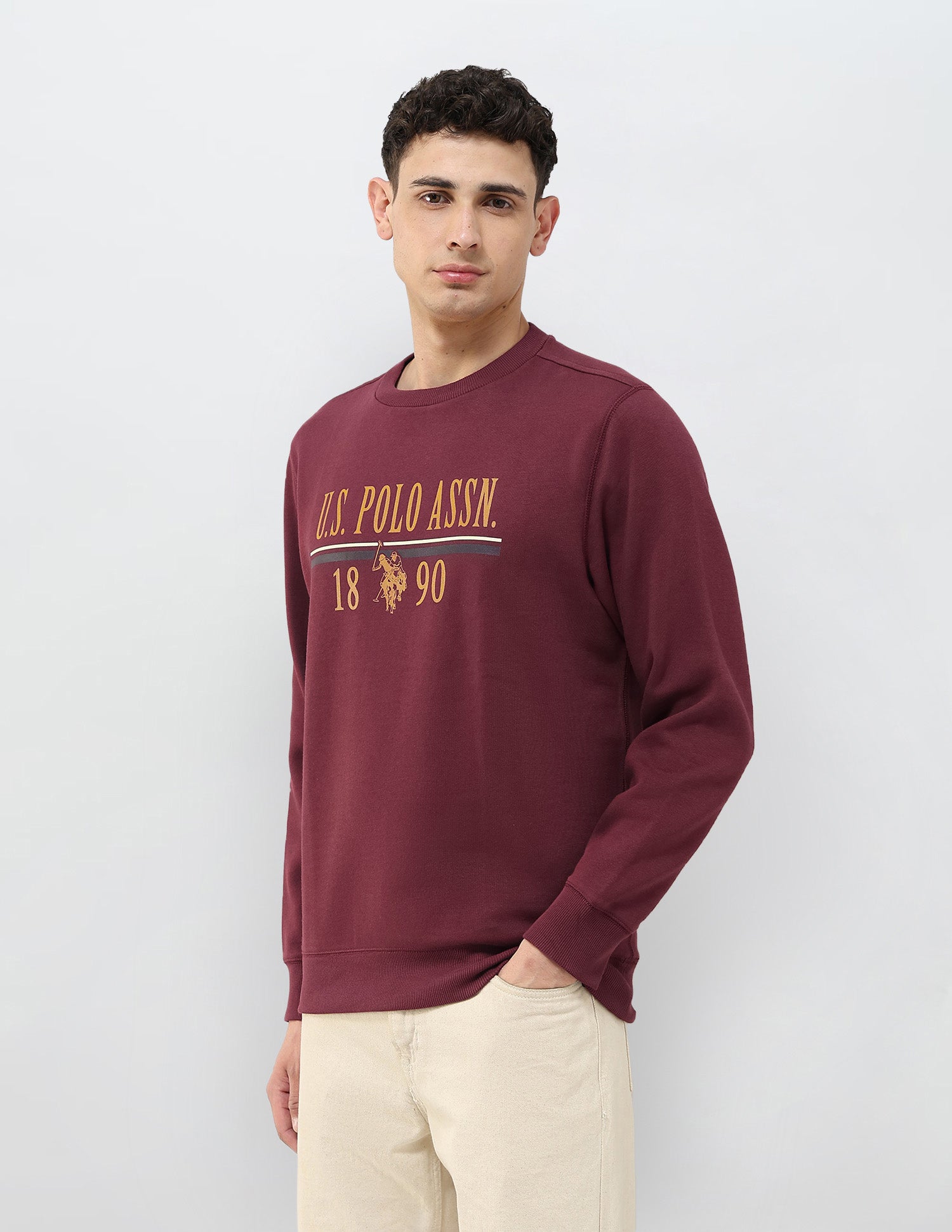 Brand Printed Regular Fit Sweatshirt Maroon - U.S. POLO ASSN. | Large