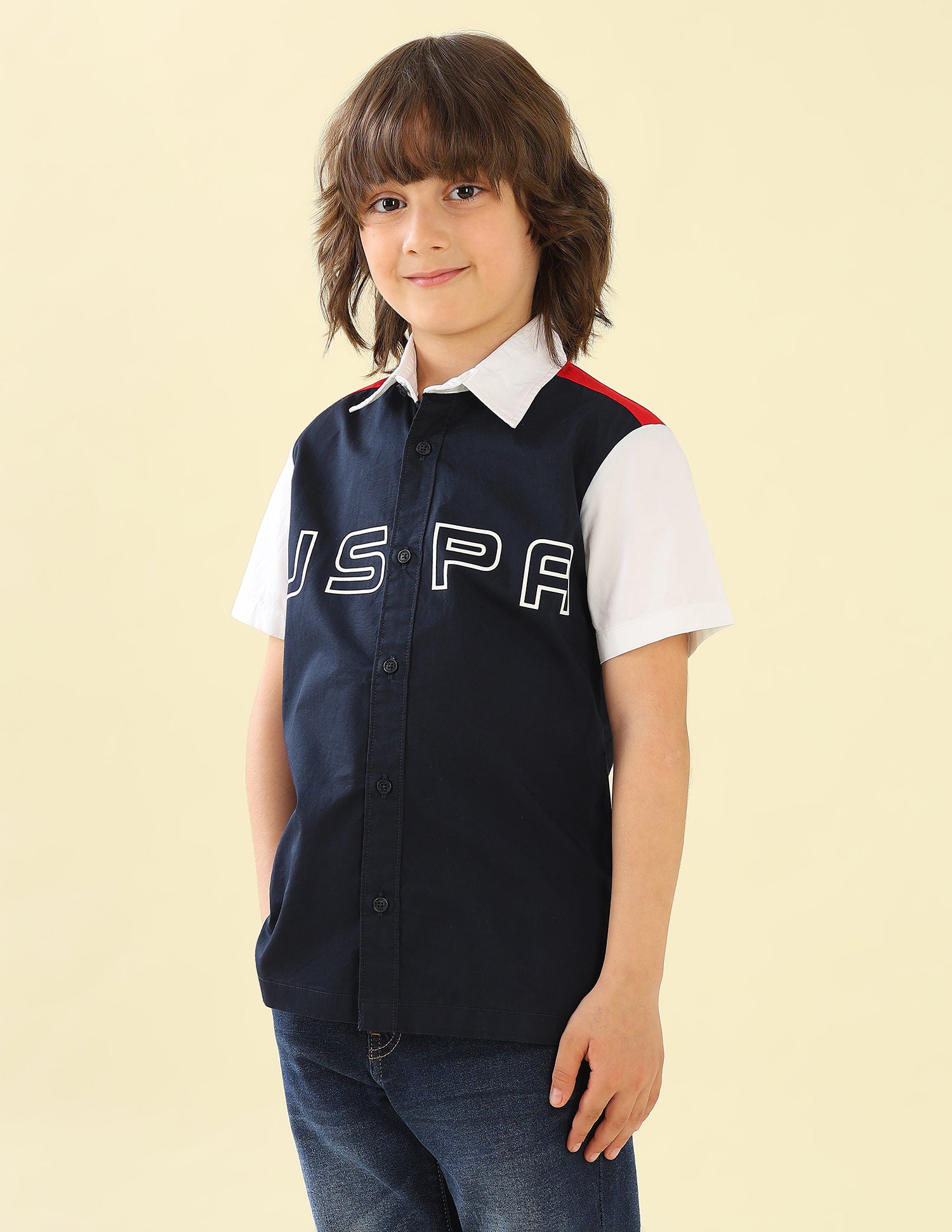 Twill Colorblocked Brand Printed Shirt Navy - U.S. Polo Assn. India | Large