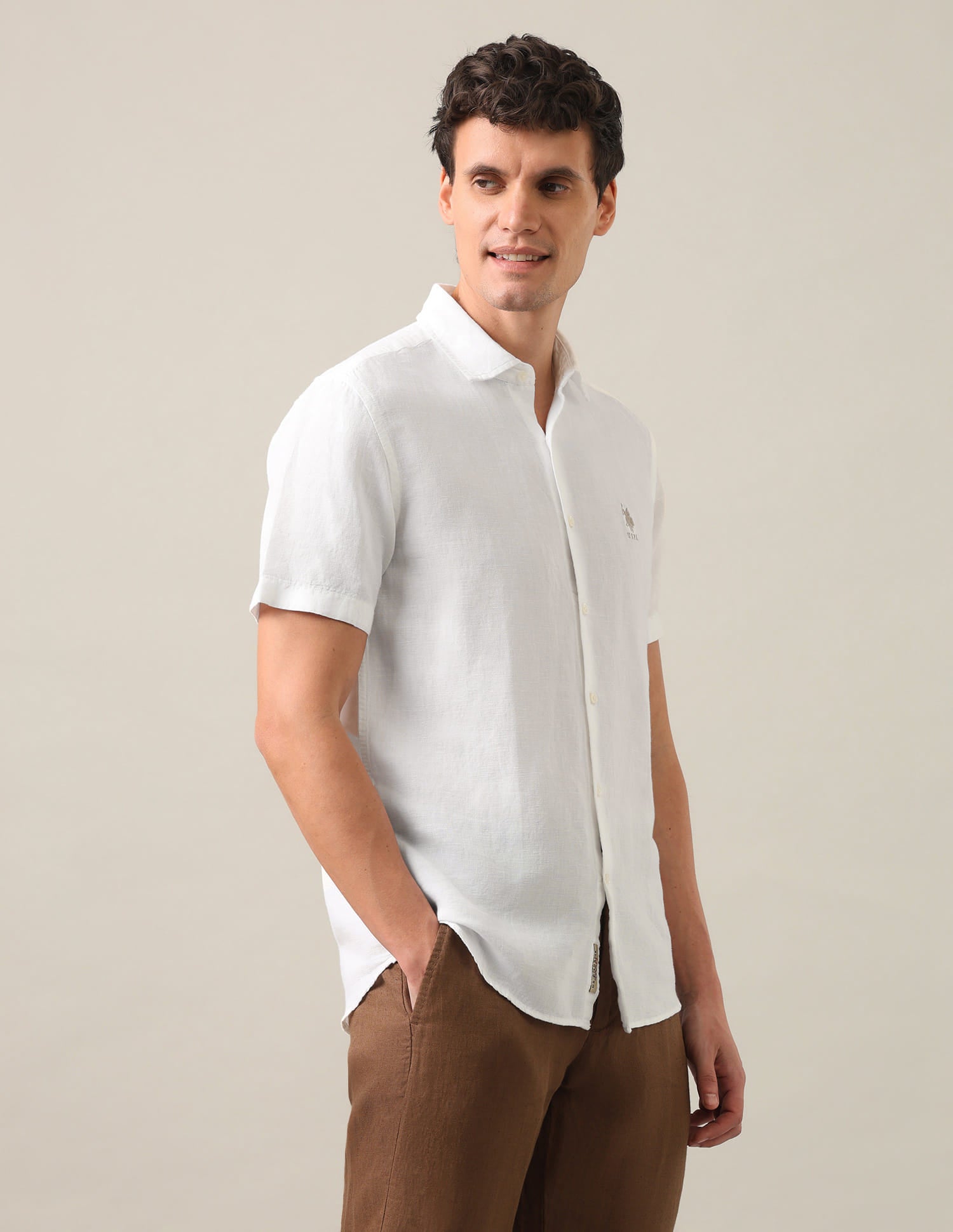 Solid Regular Fit Shirt White - U.S. Polo Assn. India | Large
