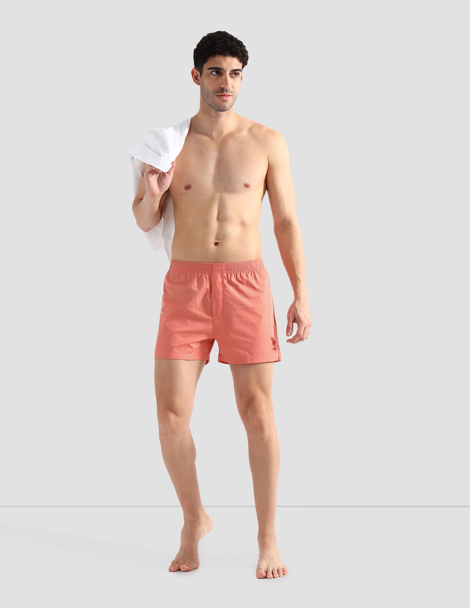 Comfort Regular Fit Solid OEX08 Boxers - Pack of 2 Crabapple Iceberg and Green - U.S. POLO ASSN. | Large