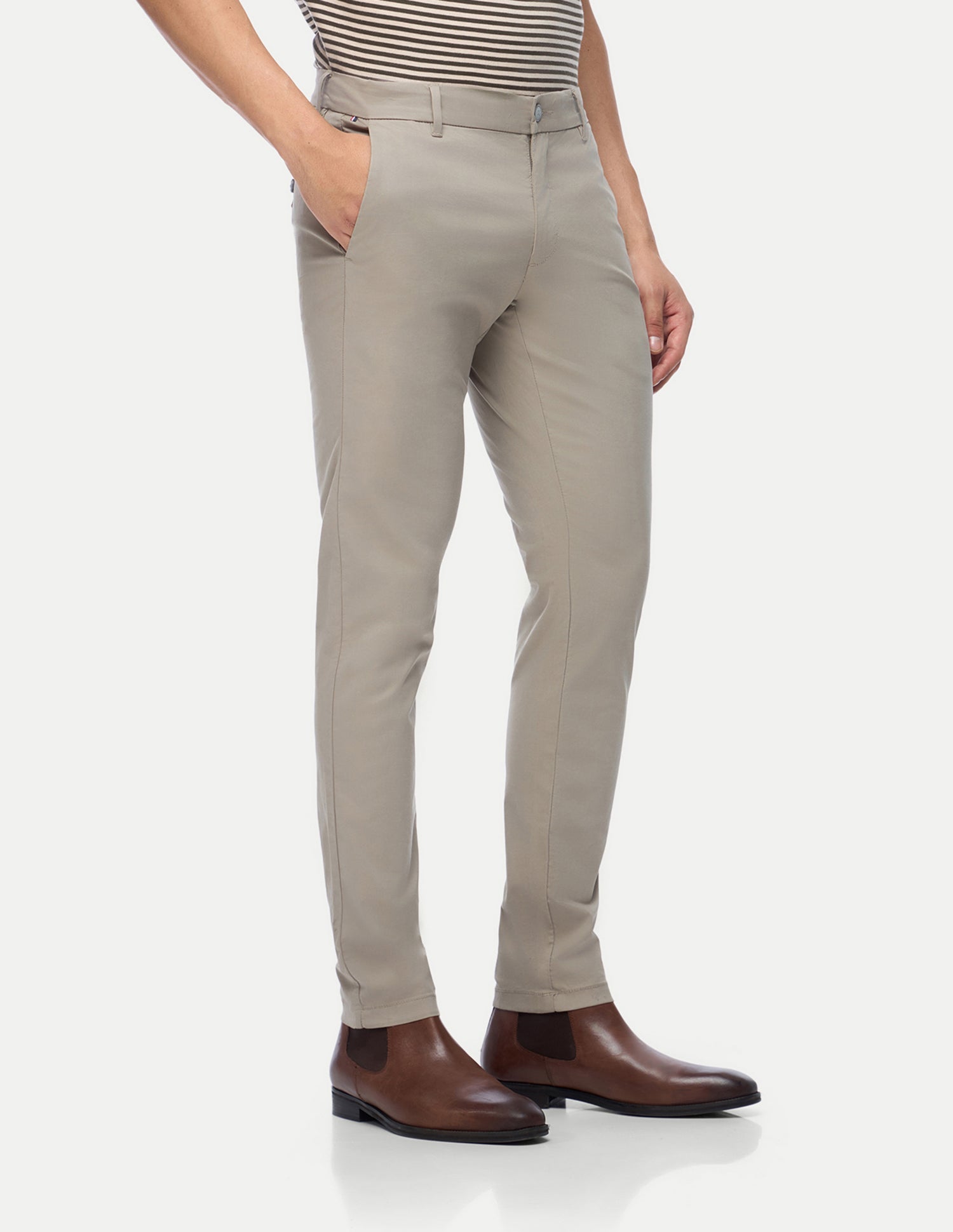 Austin Trim Regular Fit Twill Trousers Light Khaki - U.S. Polo Assn. India | Large