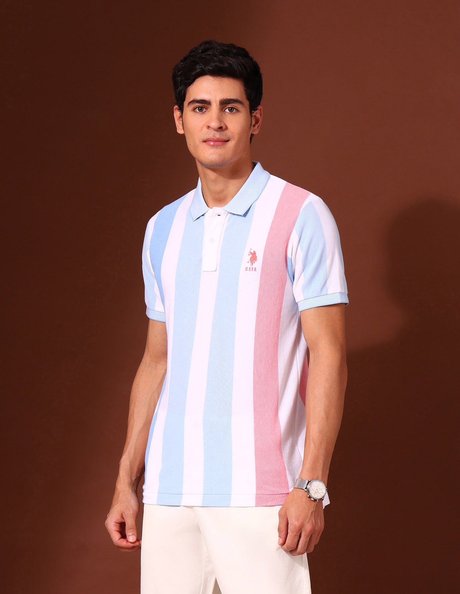 Vertical Striped Work and Wander Polo Shirt White - U.S. Polo Assn. India | Large