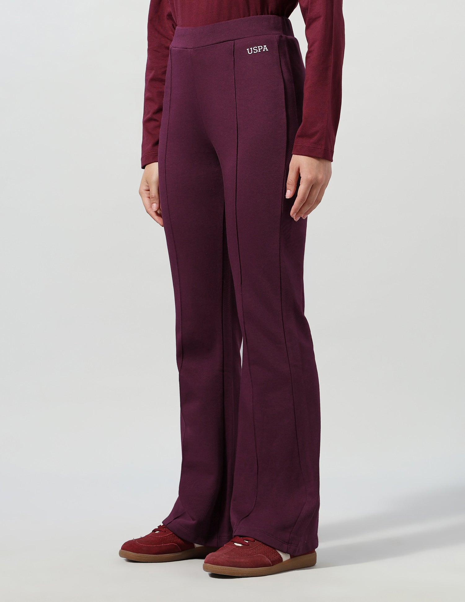 High Rise Flared Fit Trousers Wine - U.S. Polo Assn. India | Large
