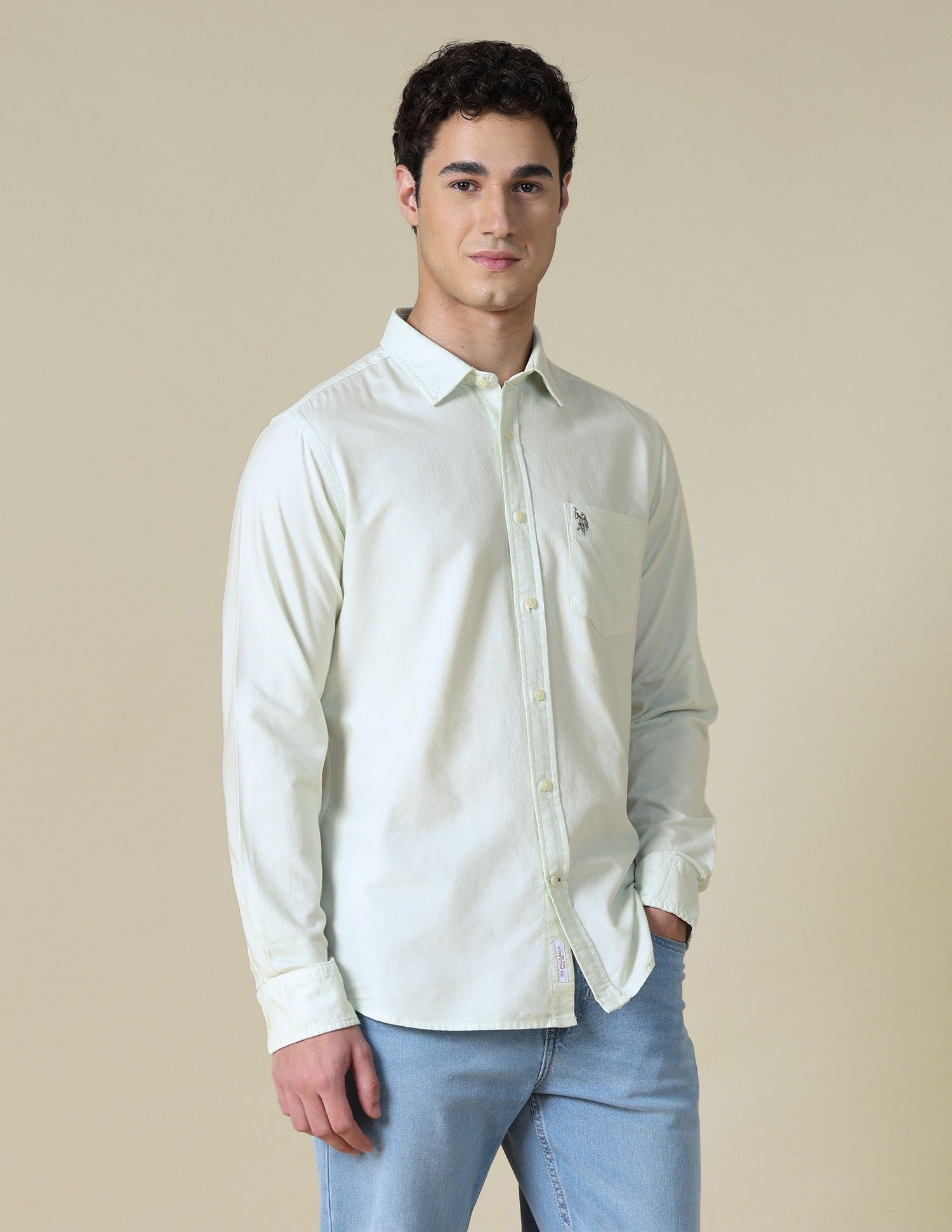 Solid Oxford Shirt Light Green - U.S. Polo Assn. India | Large