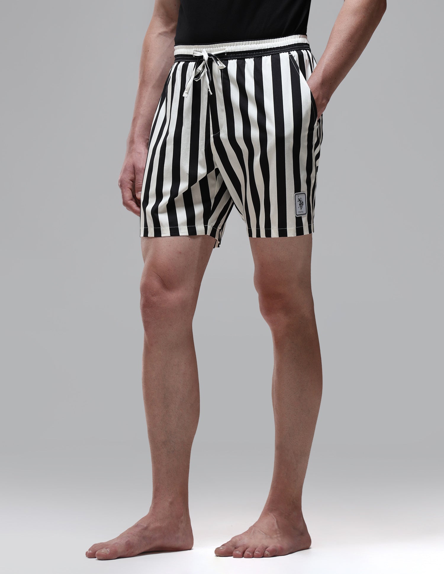 Vertical Striped Pure Cotton OEX15 Boxer Shorts Uspa Black - U.S. Polo Assn. India | Large
