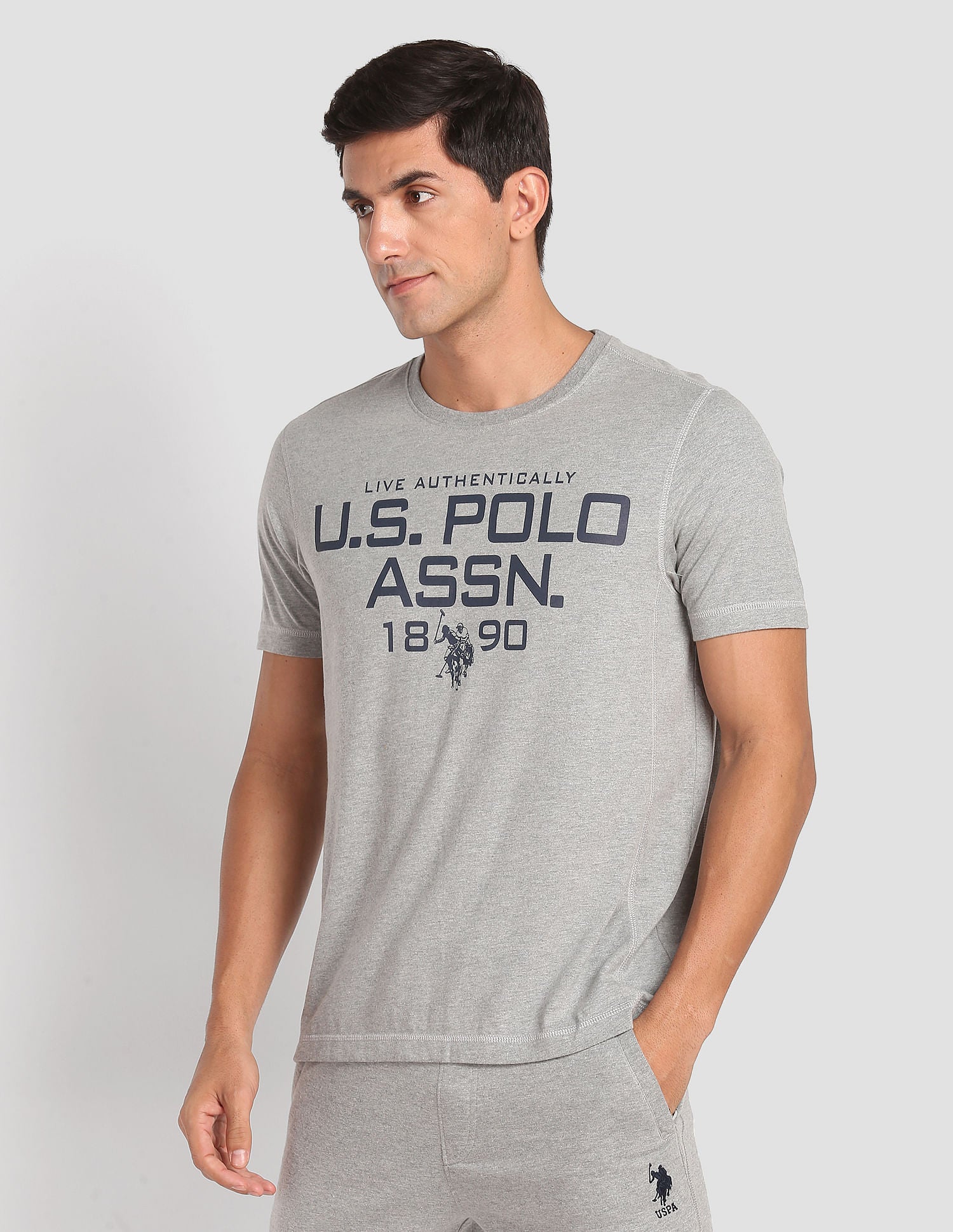 Crew Neck Tri Blend I682 Lounge T-Shirt - Pack Of 1 Grey - U.S. POLO ASSN. | Large