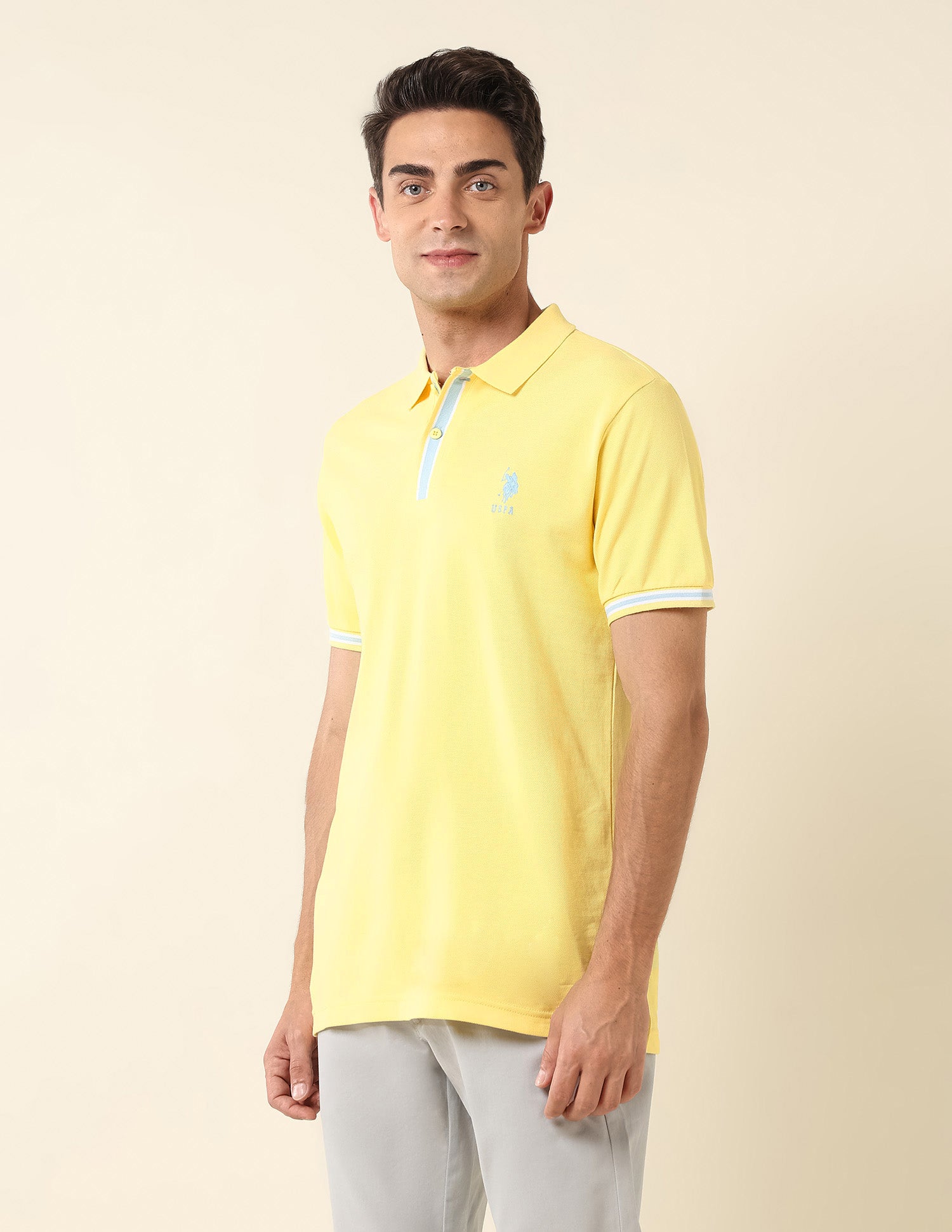 Pure Cotton Slim Fit Polo Shirt Yellow - U.S. Polo Assn. India | Large