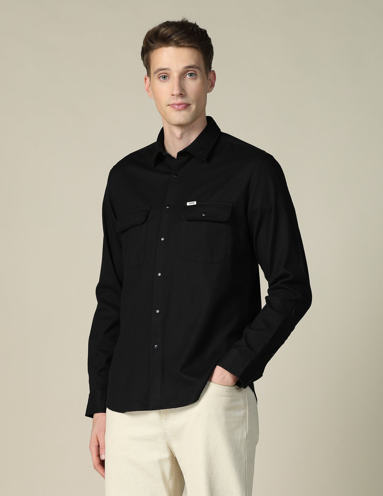 Solid Twill Shacket Black - U.S. POLO ASSN. | Large