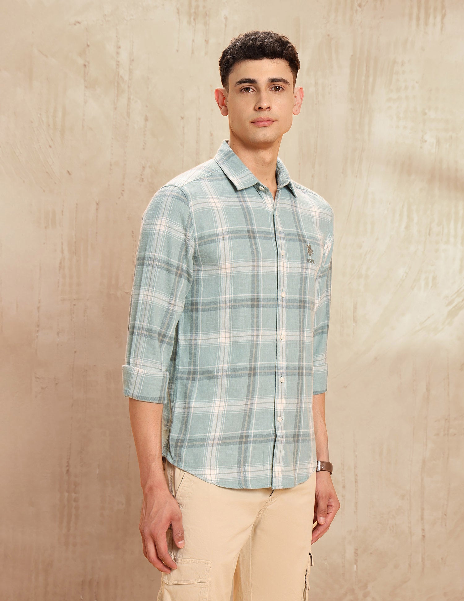 Legend Of Horseshoe Tartan Checked Shirt Light Green - U.S. POLO ASSN. | Large